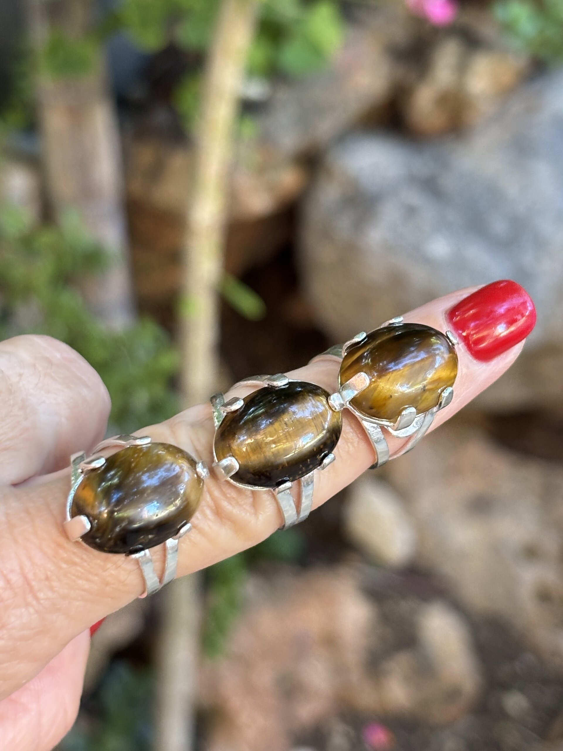 Anillo ajustable talla grande ojo de tigre - 3
