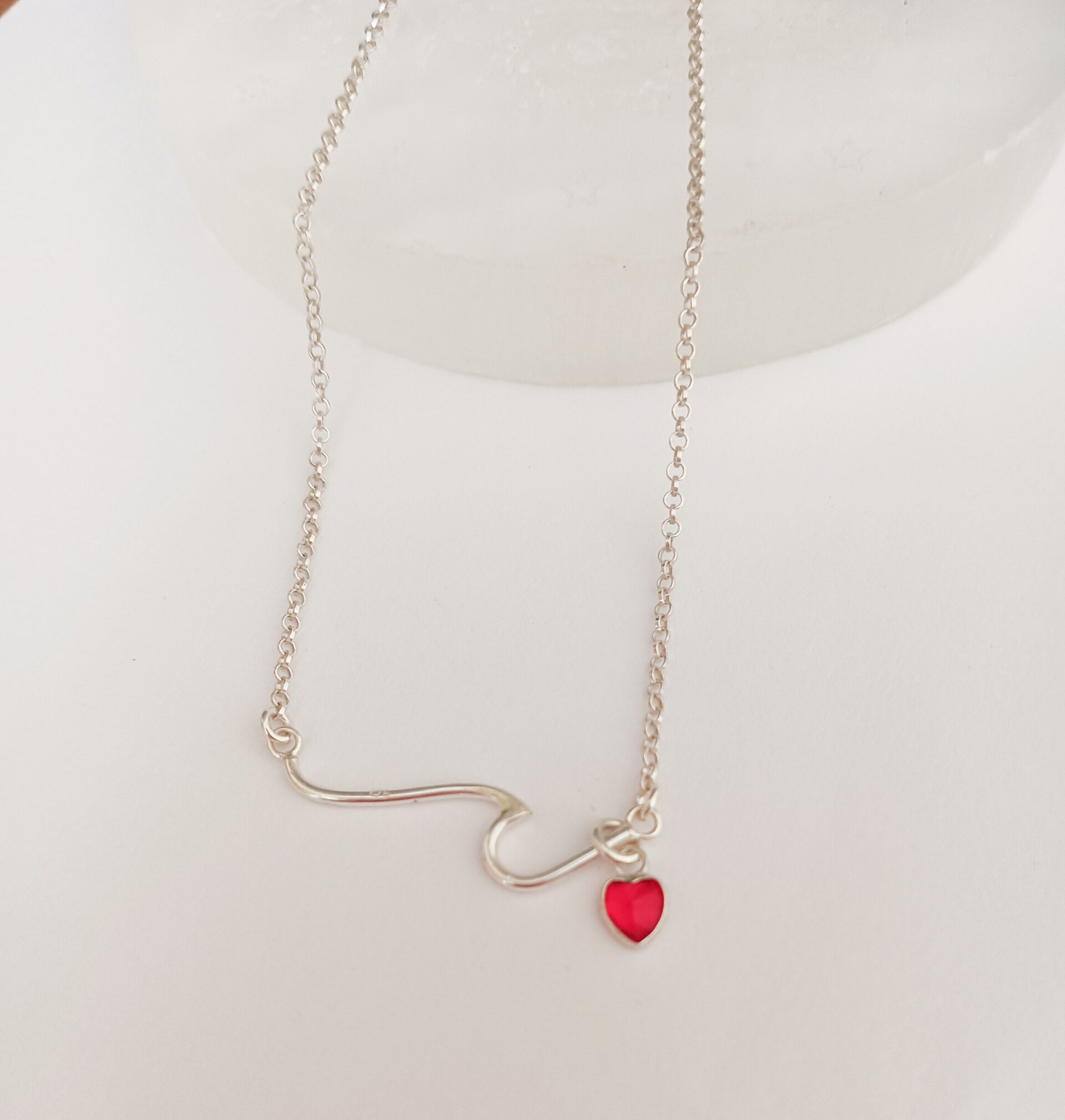 Collar ola y corazón rojo - 5