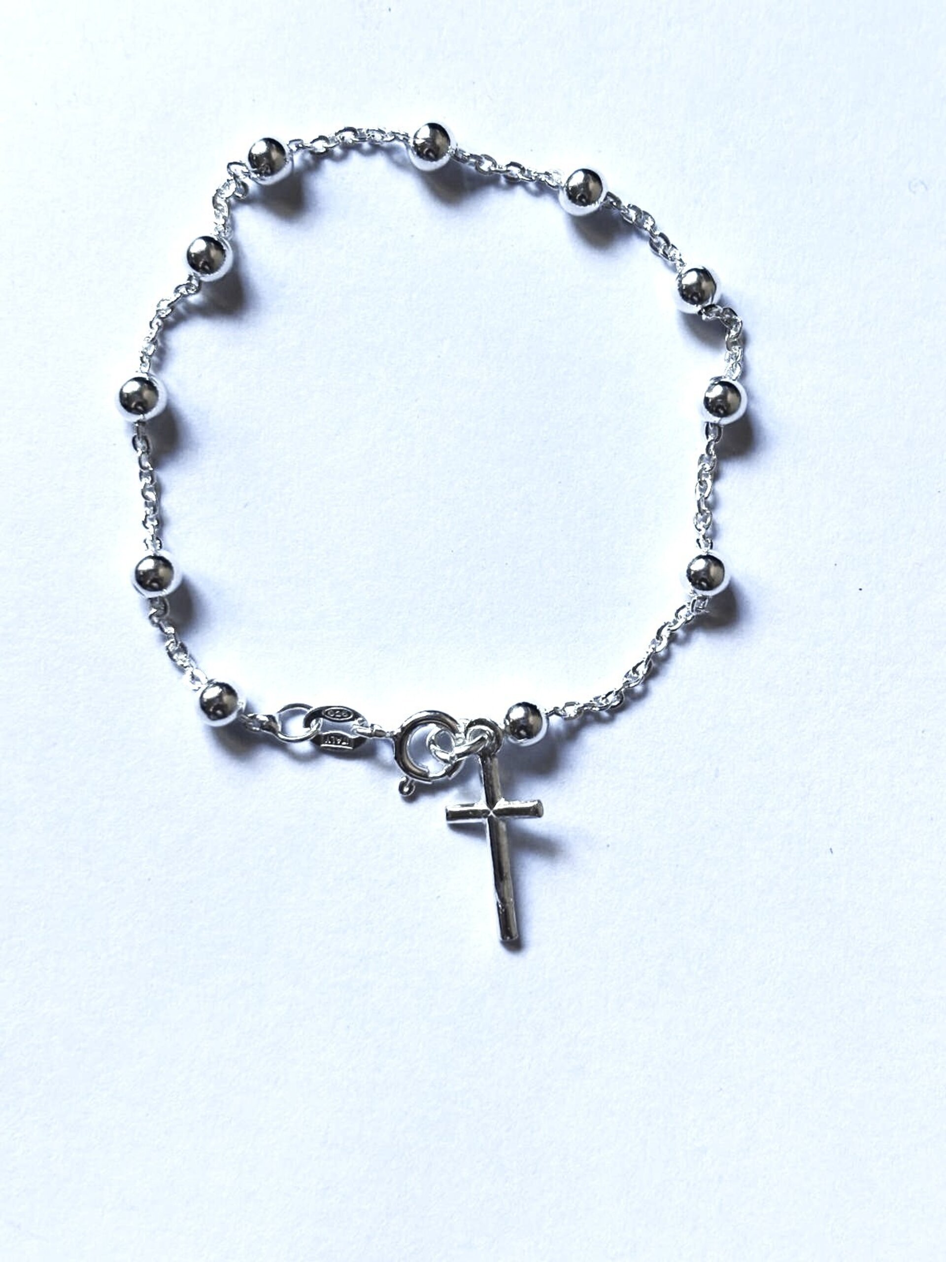pulsera bolitas y cruz - 5