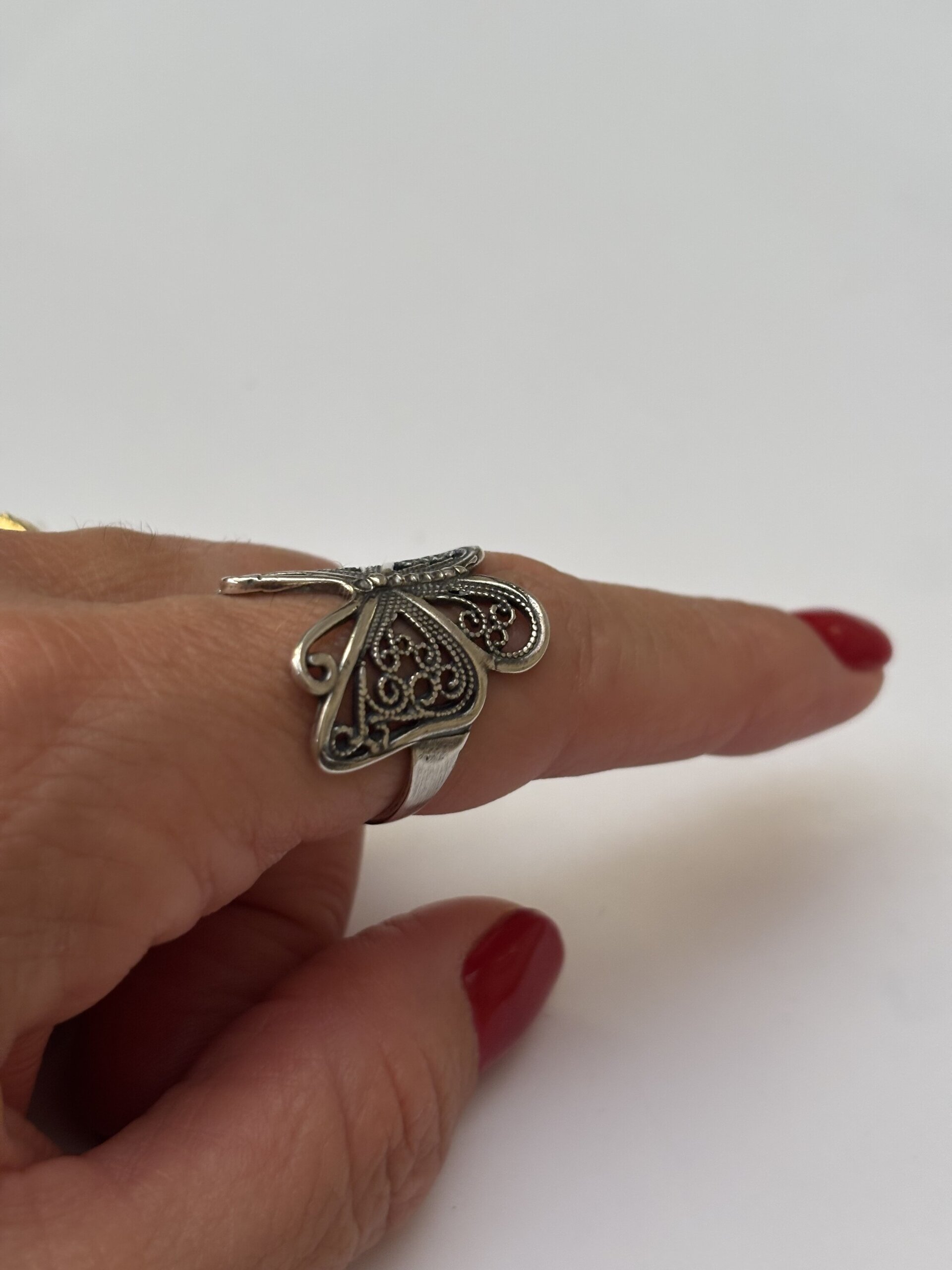 Anillo ajustable talla grande mariposa - 4