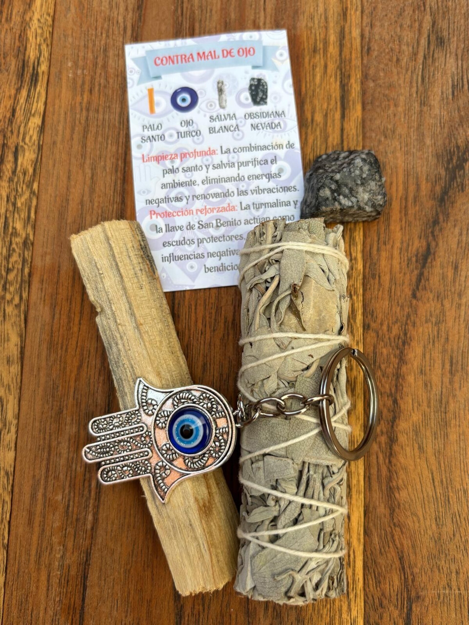 Kit de Limpieza  Contra Mal De Ojo :Atado Salvia , Palo Santo, ojo turco - 3