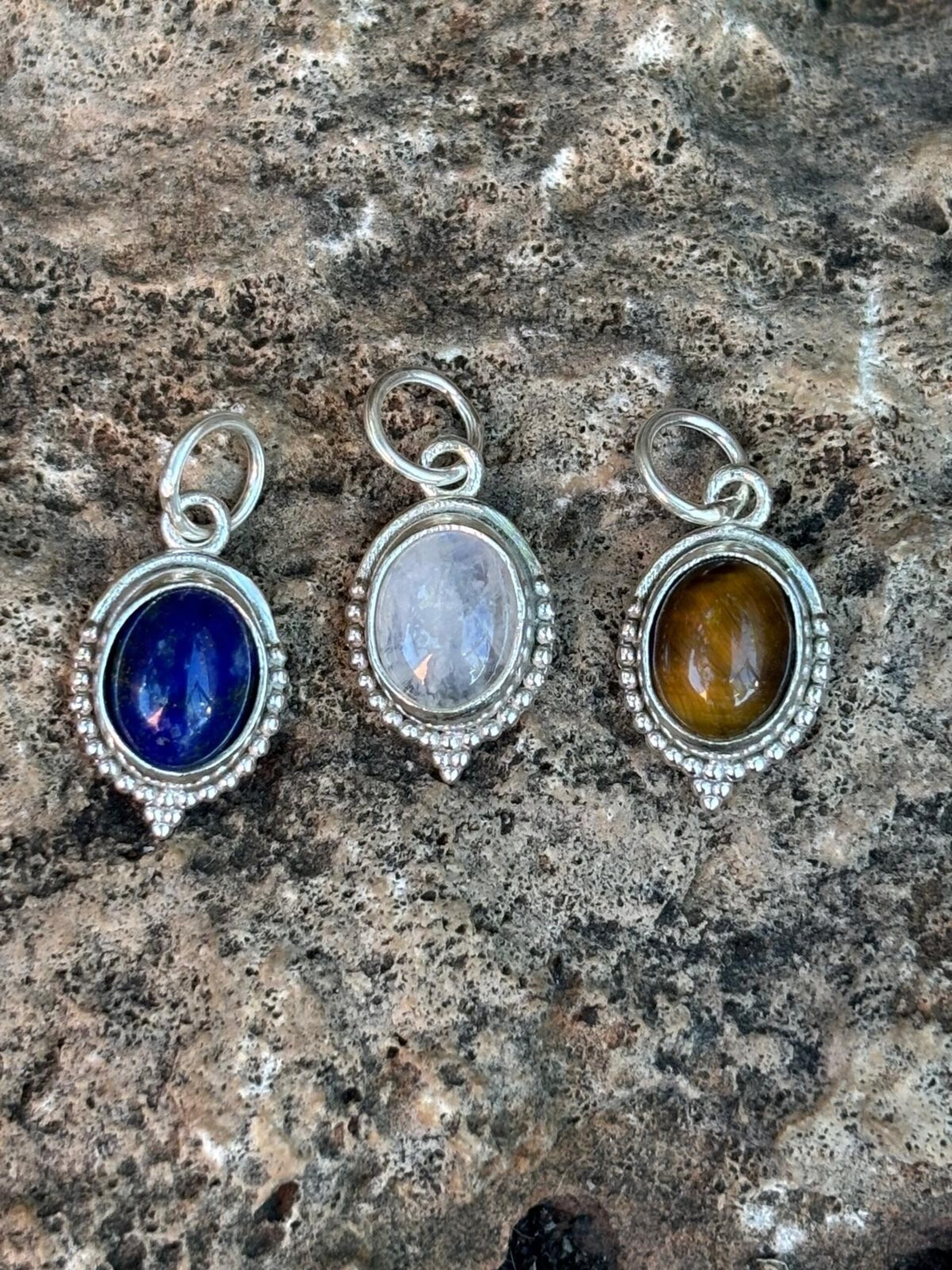 colgantes lapizlázuli, ojo de tigre y piedra luna - 4