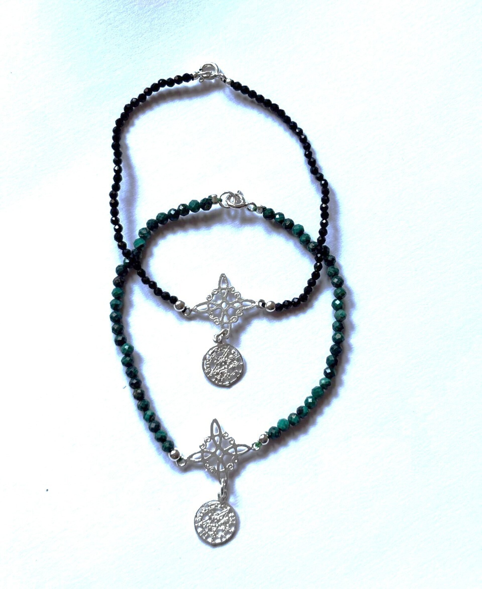 pulsera turmalina y malaquita doble protección - 12