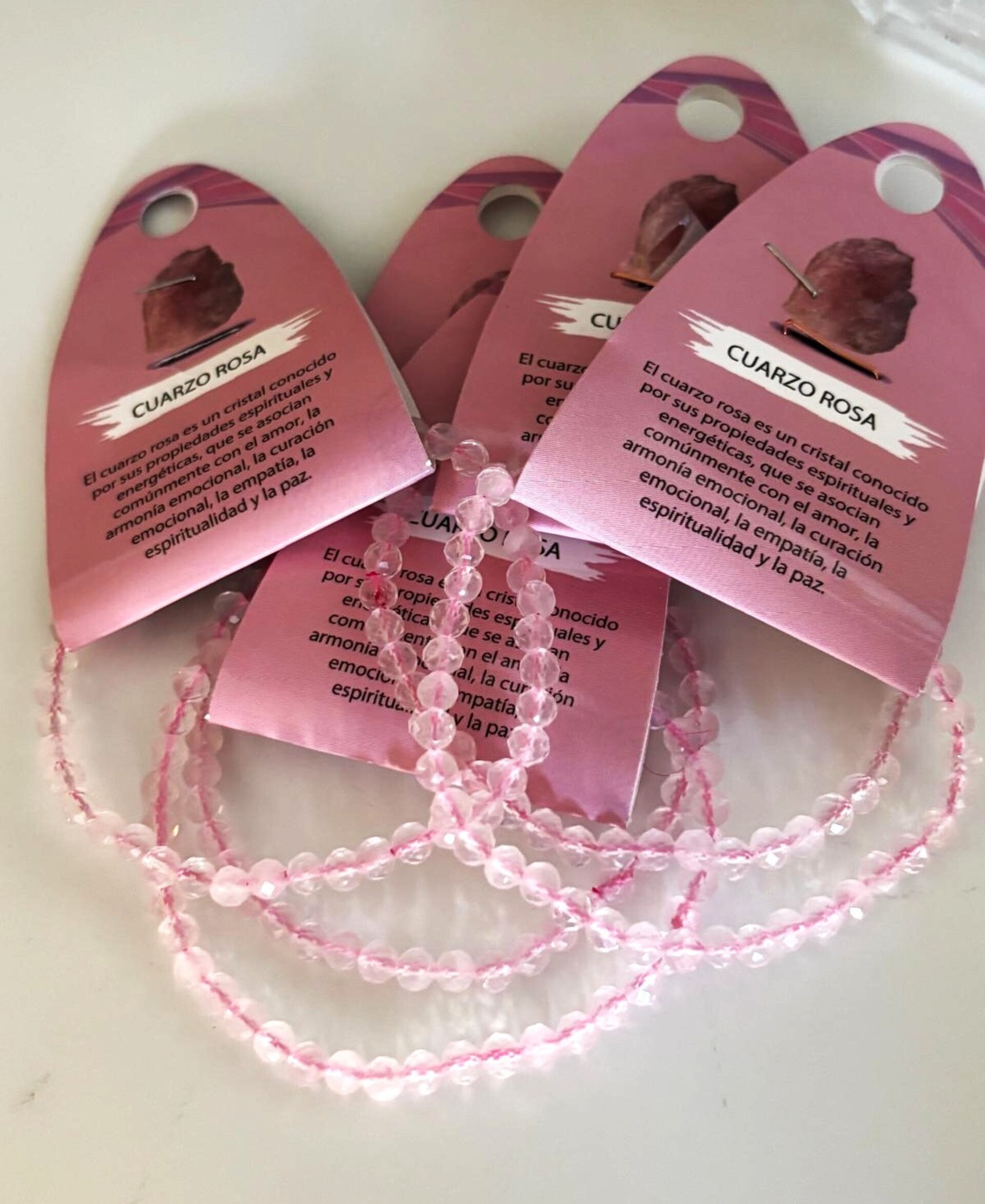 pulsera facetada cuarzo rosa - 4