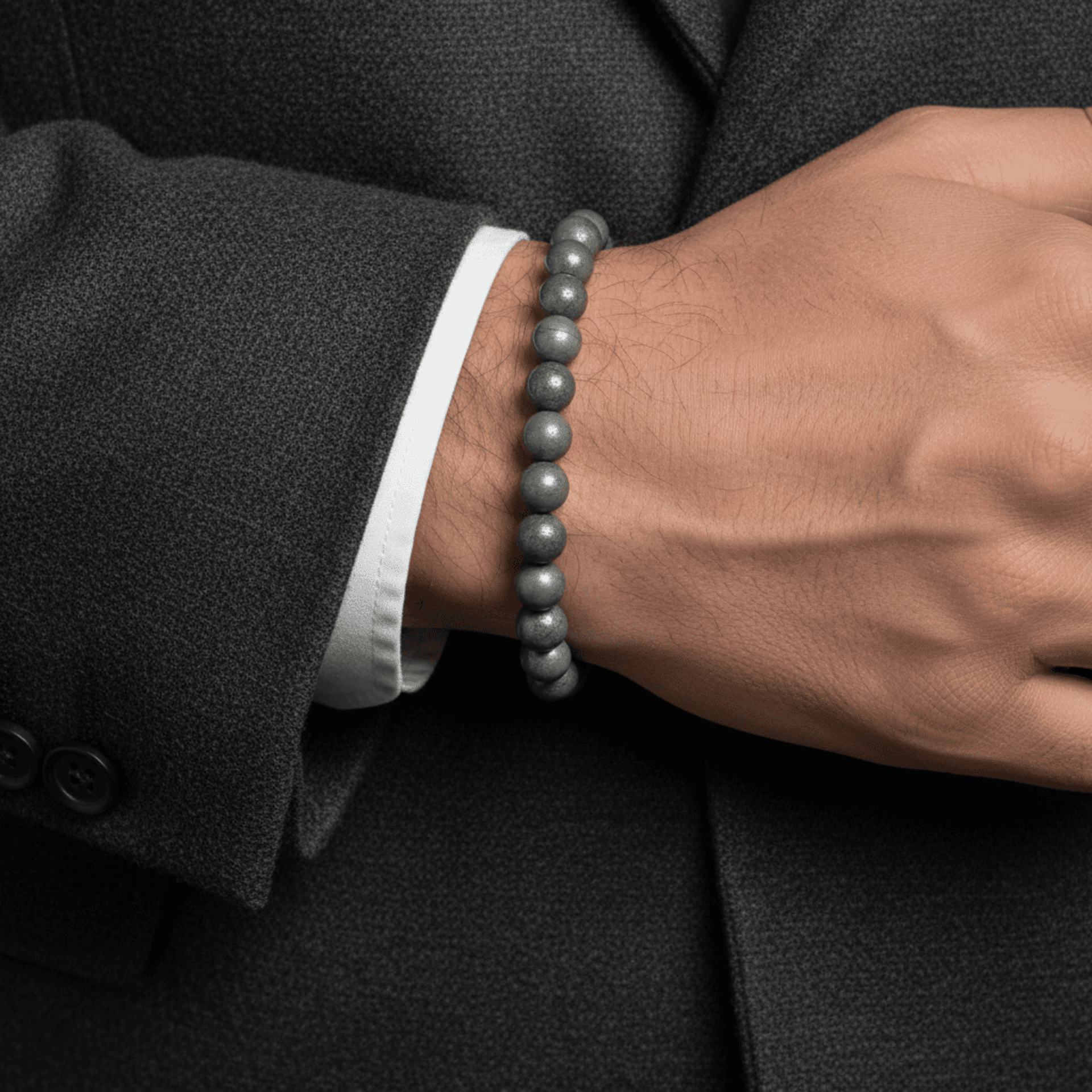 pulsera hombre pirita natural 10mm - 1