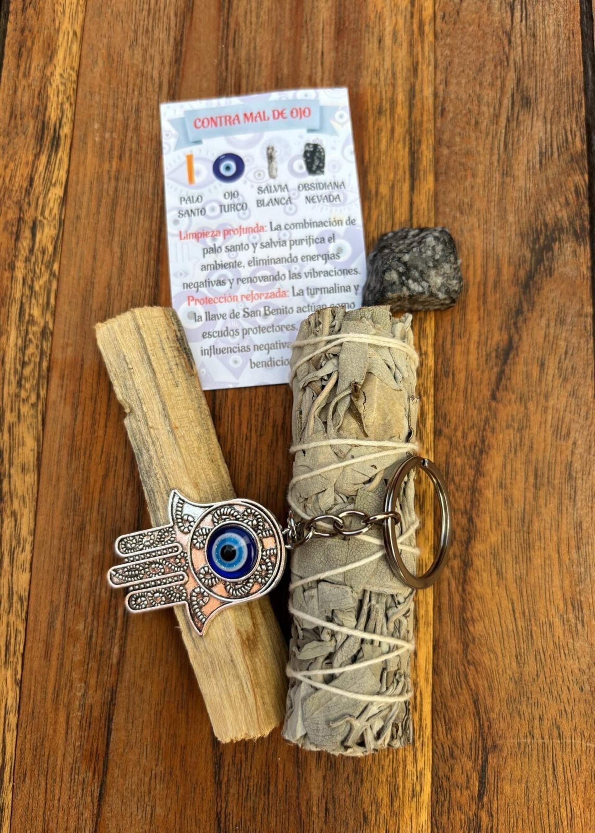 Kit de Limpieza  Contra Mal De Ojo :Atado Salvia , Palo Santo, ojo turco - 1