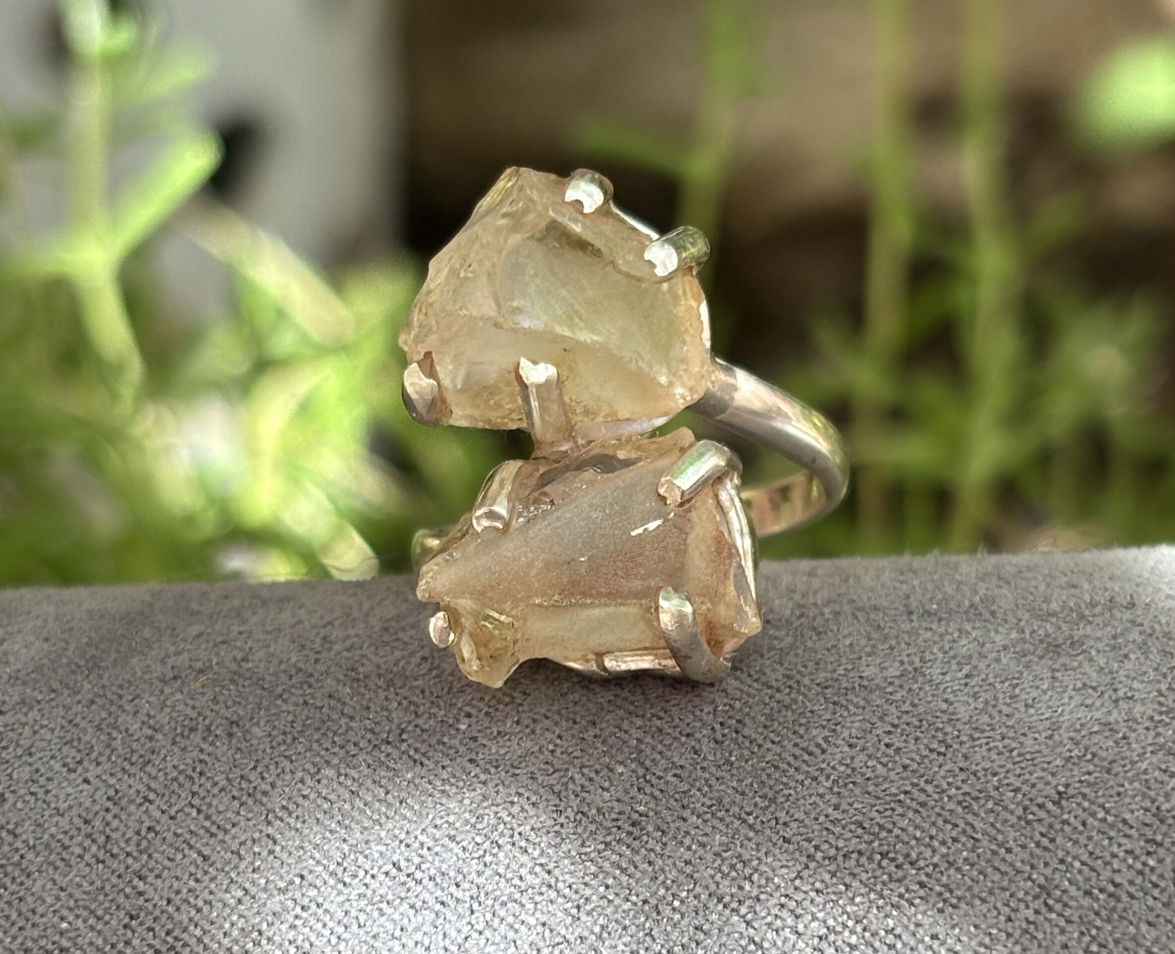 Anillo ajustable piedra natural de cuarzo citrino - 8