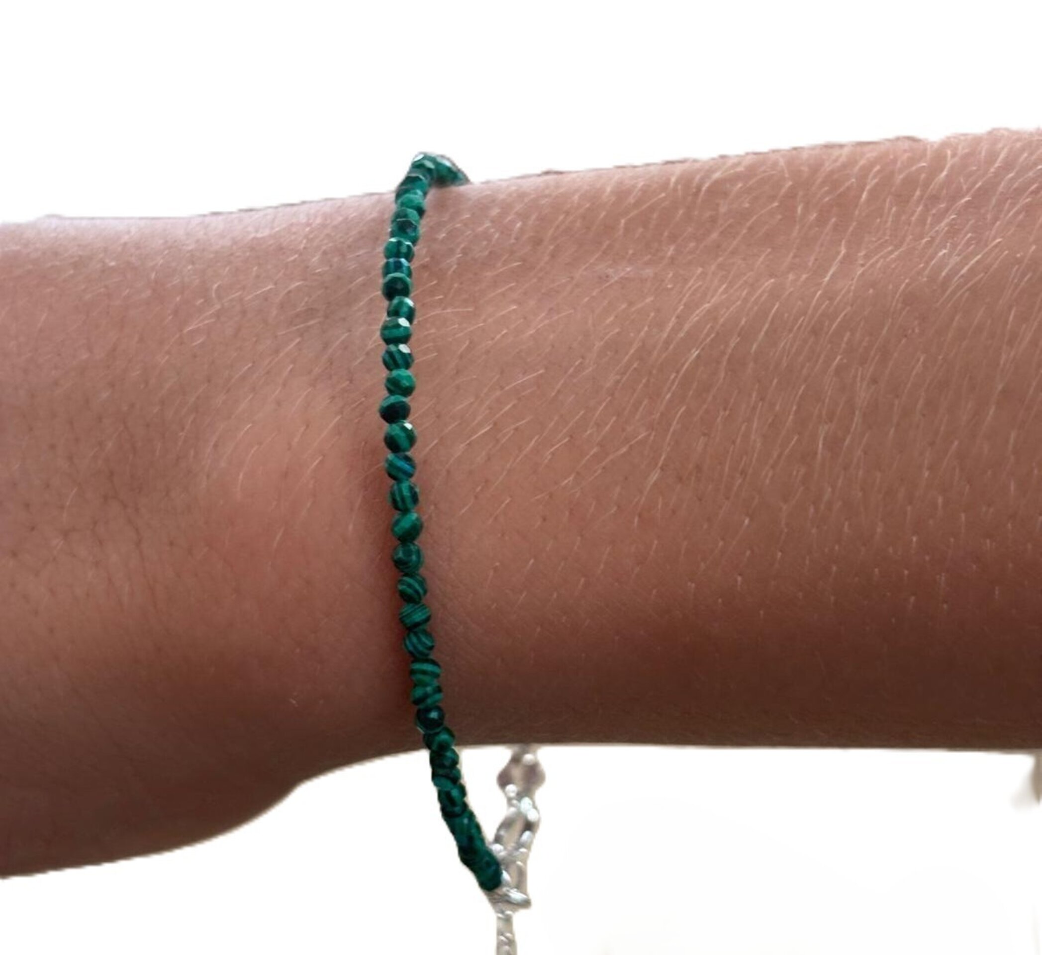 Pulsera piedra malaquita plata de ley - 8