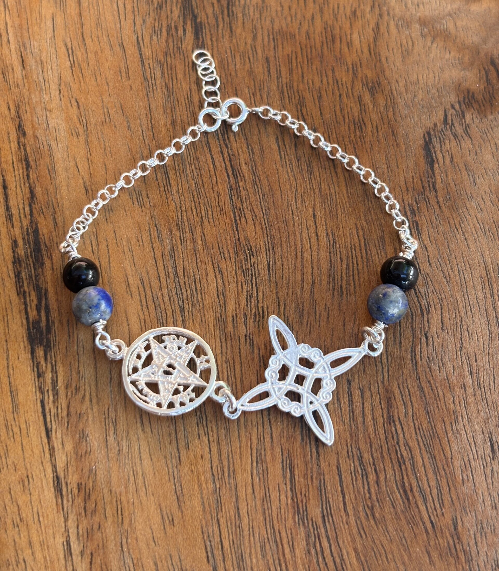Pulsera amuleto doble protección  lapizlázuli y turmalina - 7
