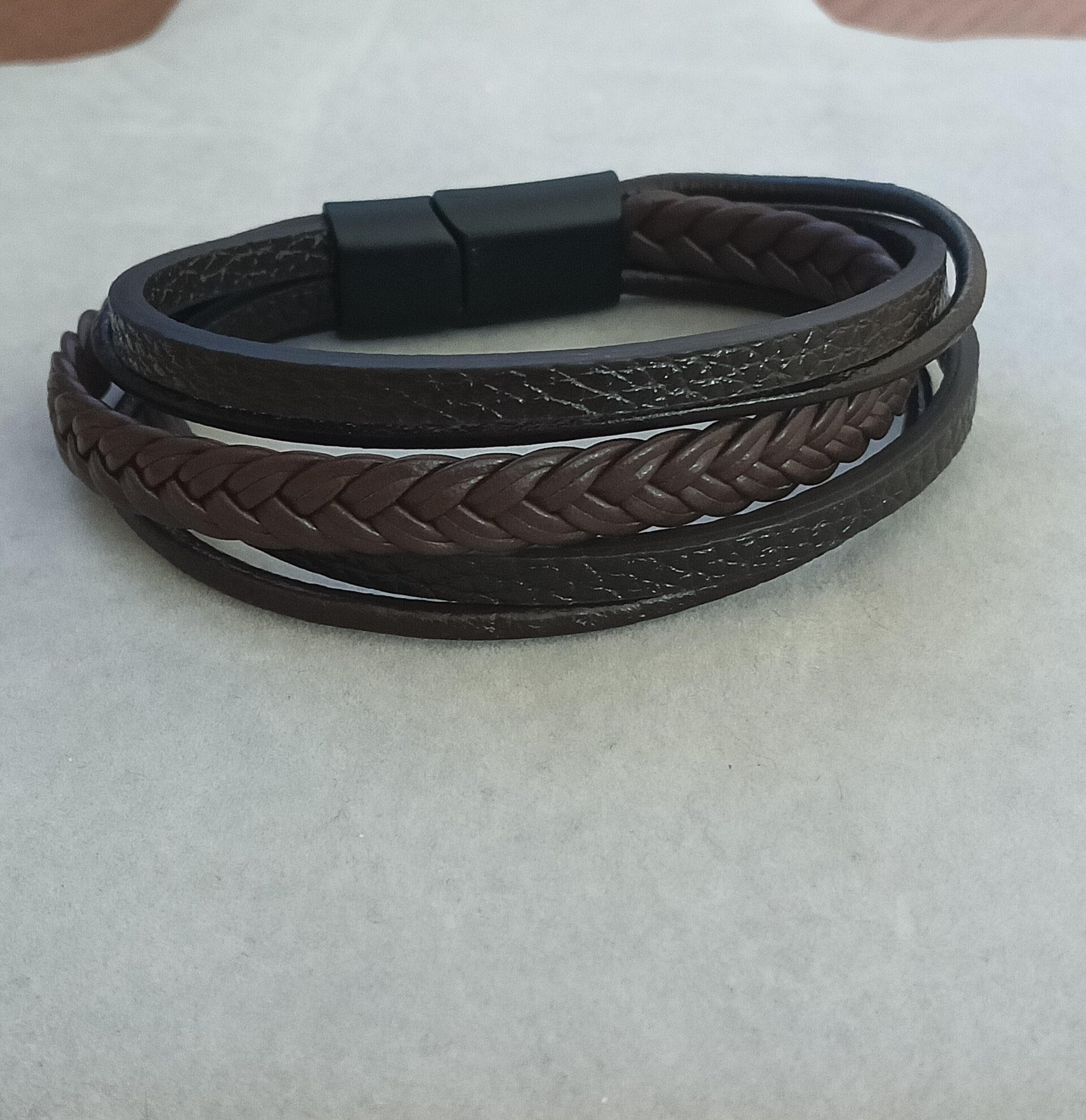 Pulseras tres colores a elegir para hombre de cuero trenzado - 7