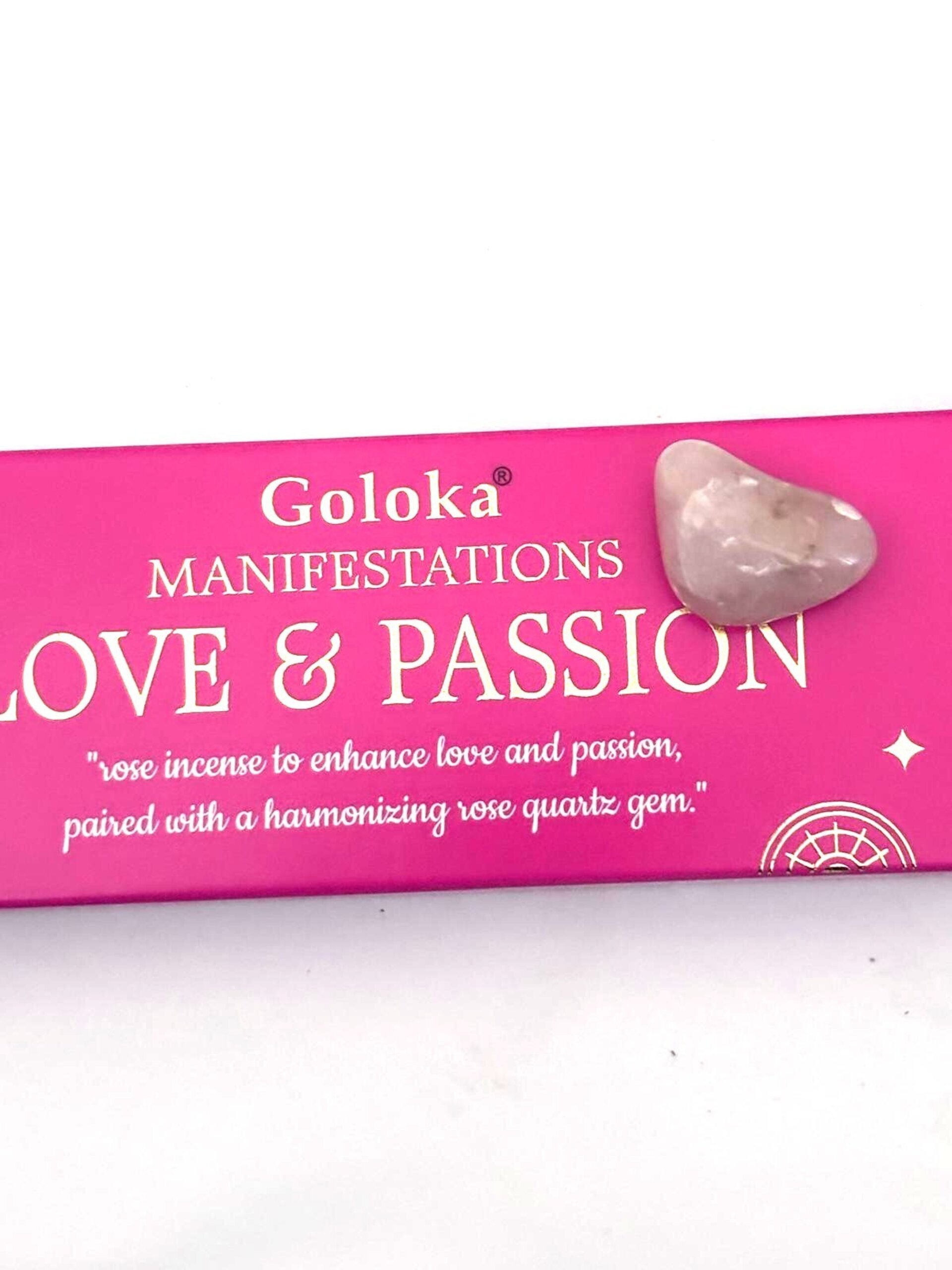 incienso- AMOR Y PASIÓN- CON PIEDRA DE CUARZO ROSA-goloka - 4