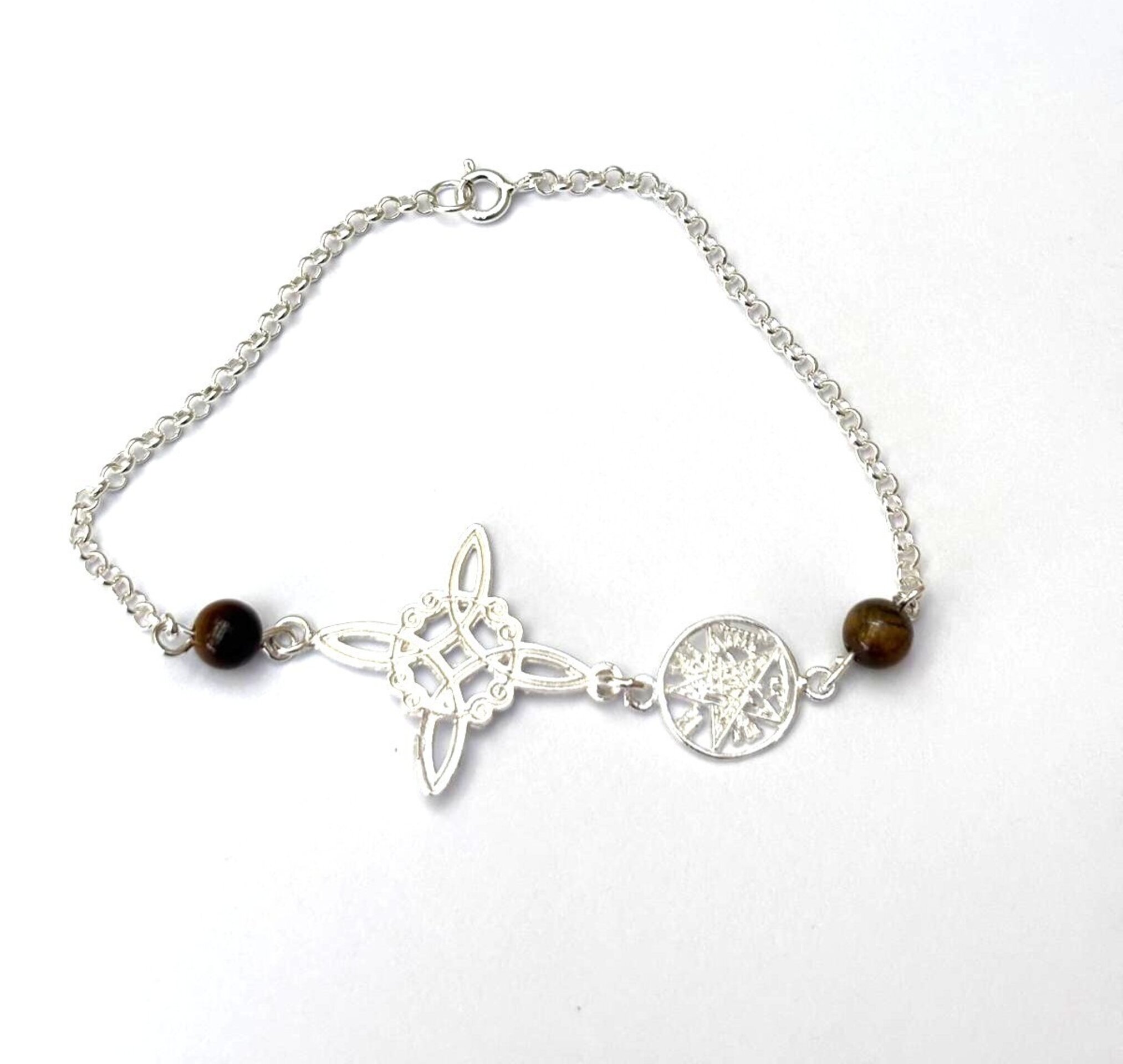 Pulsera amuleto doble protección con piedra de ojo de tigre natural - 2
