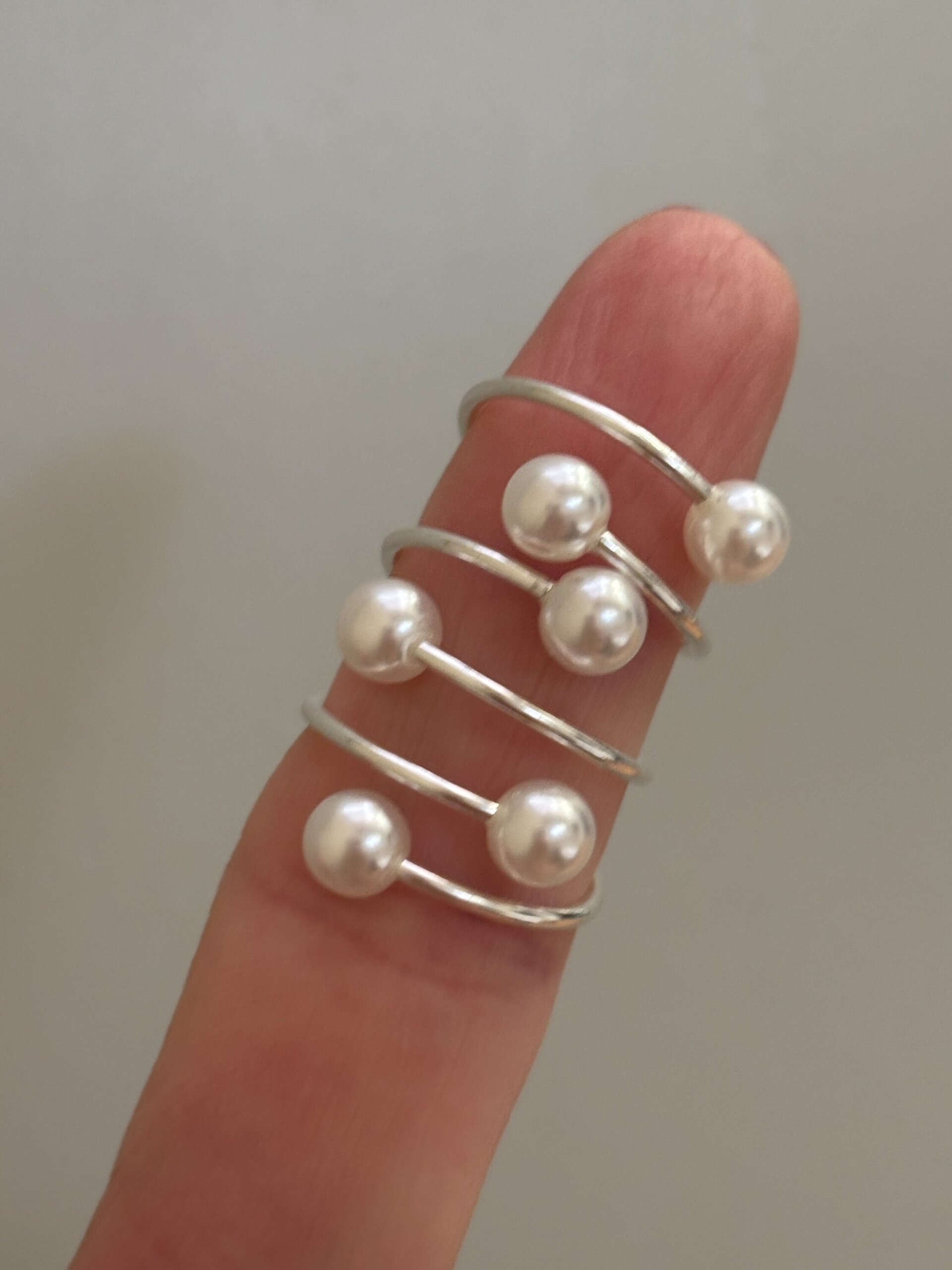 Anillo ajustable  doble perla - 4