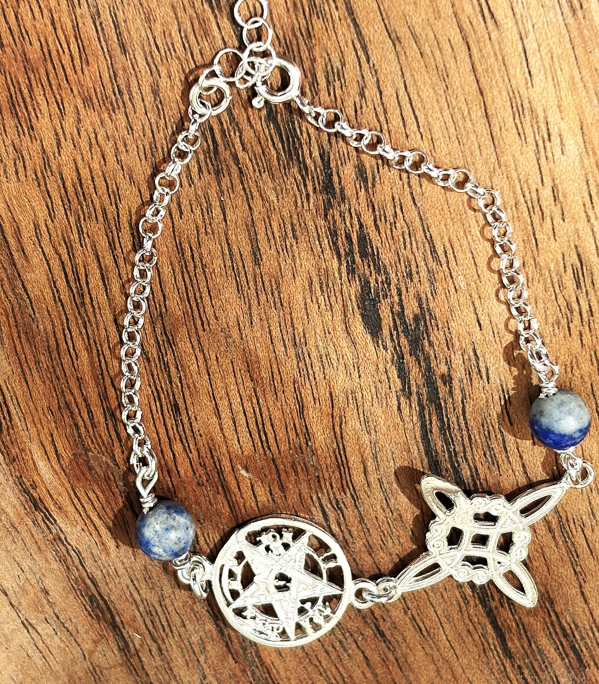 Pulsera amuleto doble protección con piedra lapizlázuli - 4