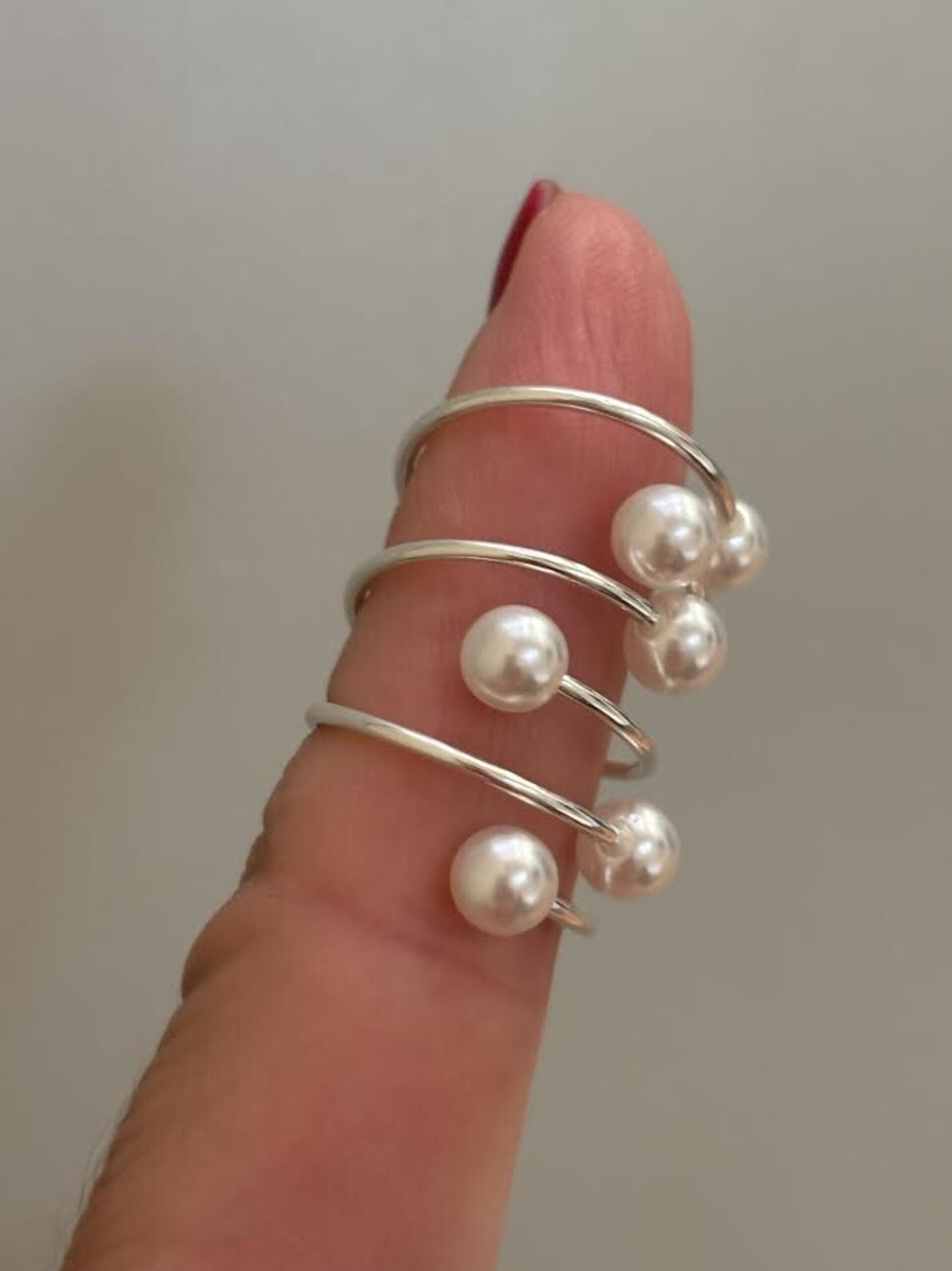 Anillo ajustable  doble perla - 6