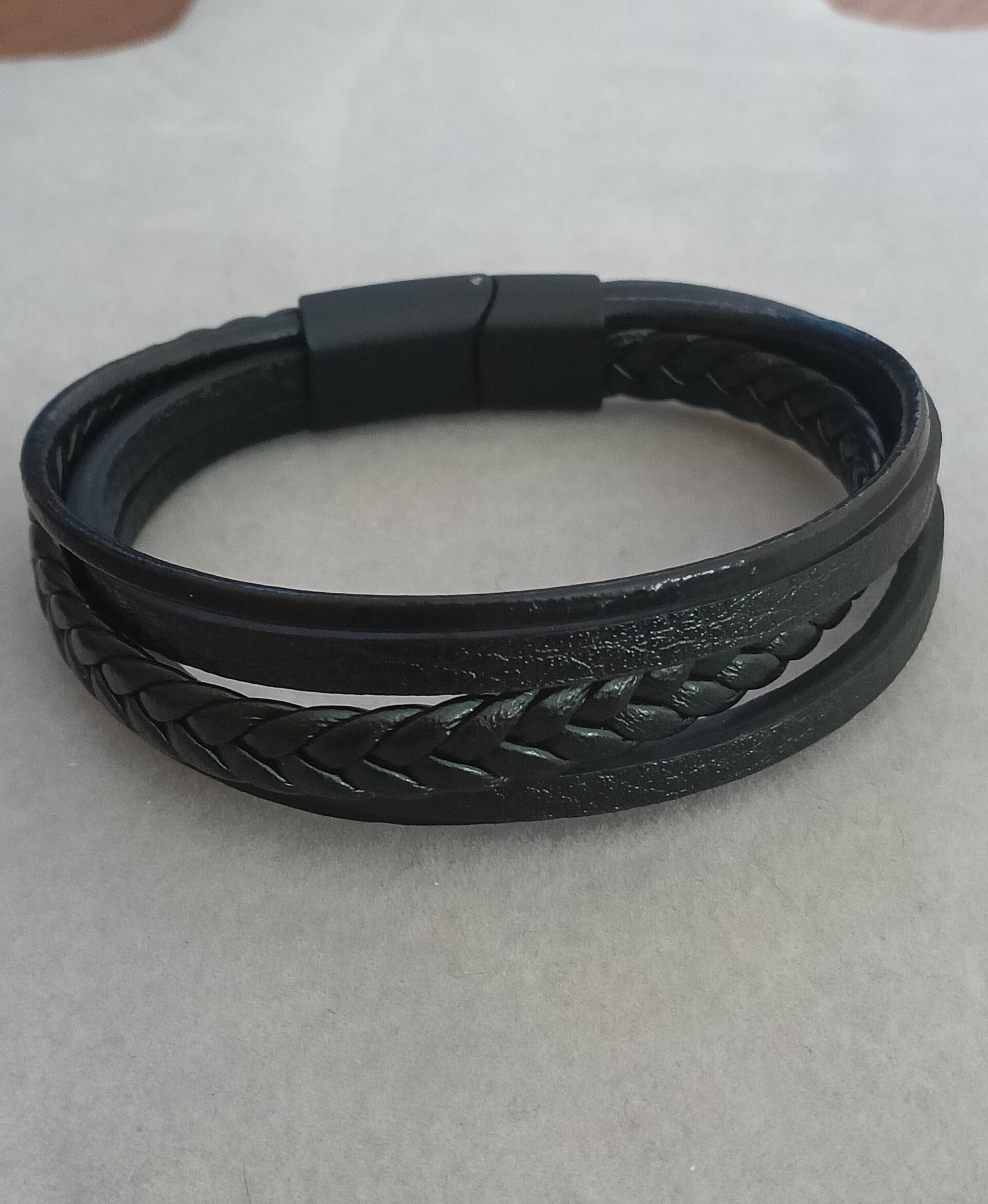 Pulseras tres colores a elegir para hombre de cuero trenzado - 6