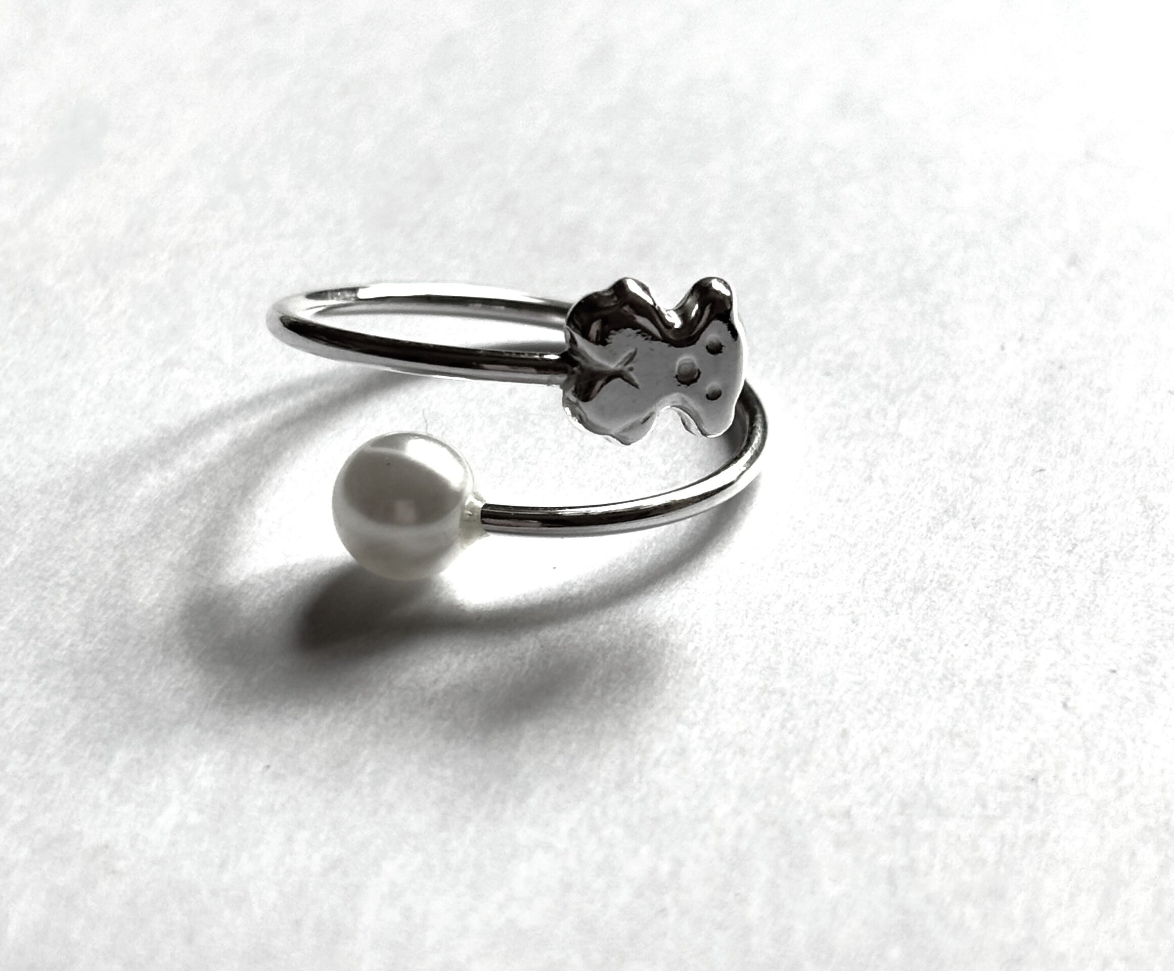 Anillo ajustable oso y perla - 3