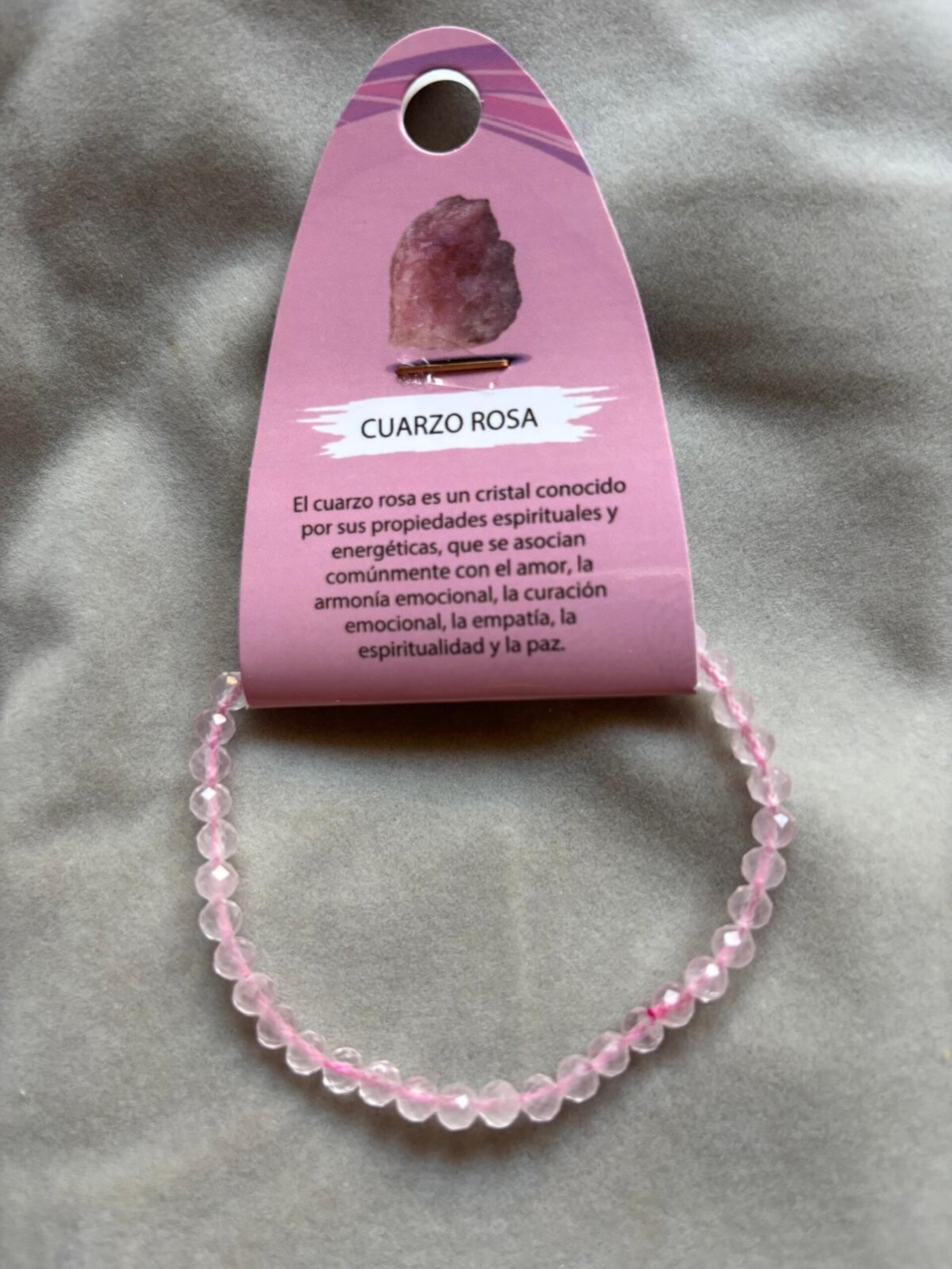 pulsera facetada cuarzo rosa - 1
