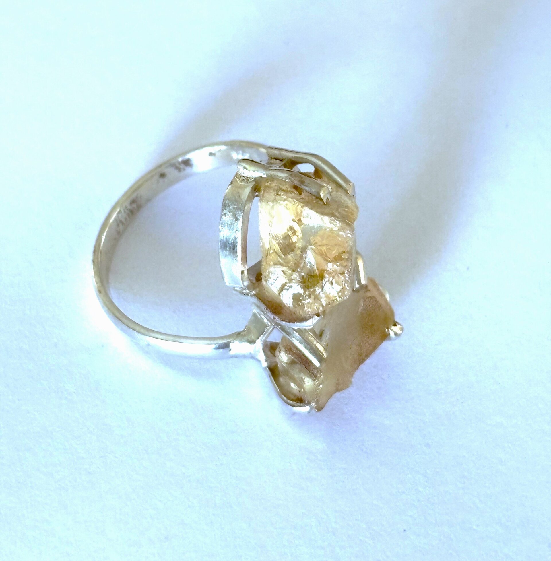 Anillo ajustable piedra natural de cuarzo citrino - 9