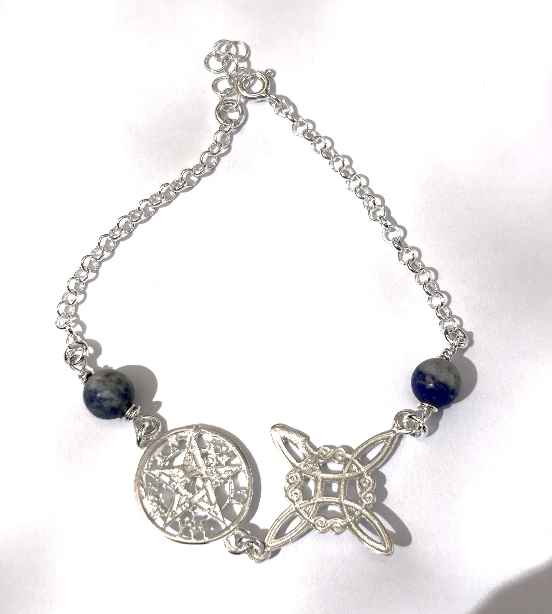 Pulsera amuleto doble protección con piedra lapizlázuli - 3