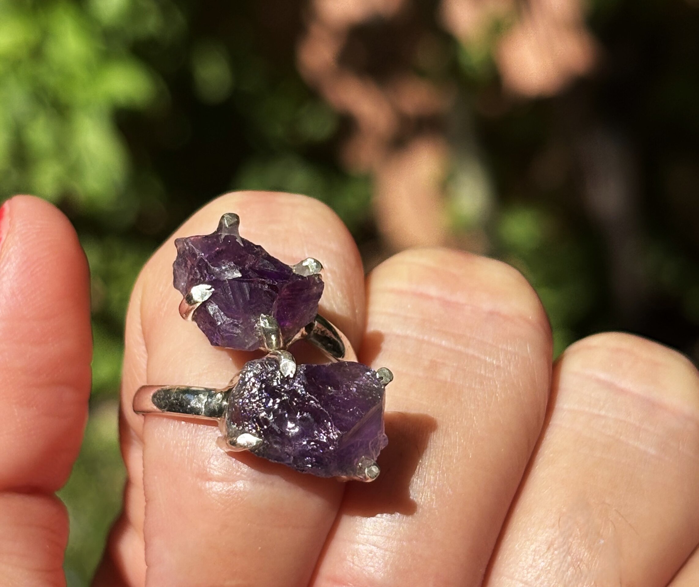 Anillo ajustable piedra natural de amatista - 7
