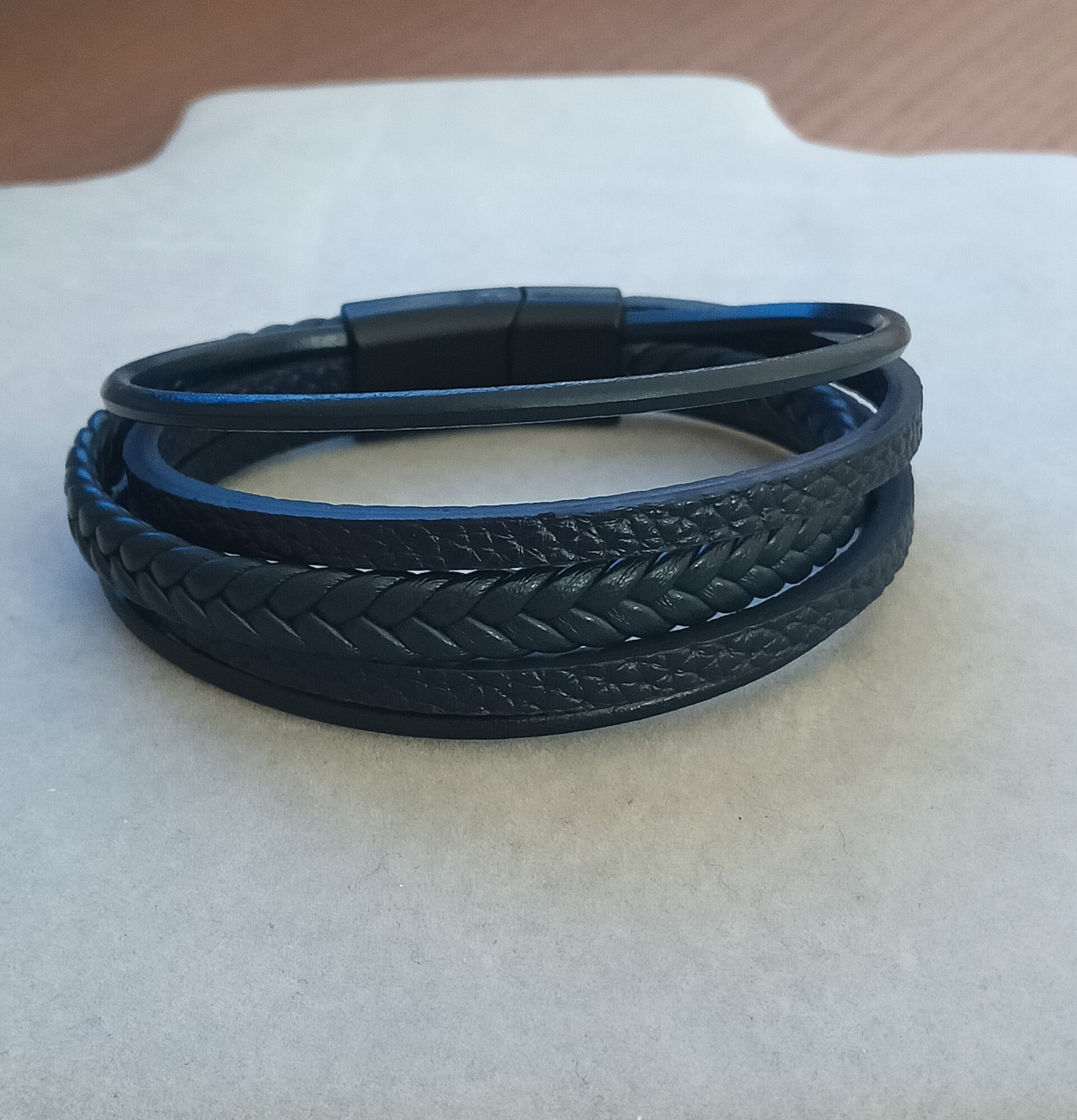 Pulseras tres colores a elegir para hombre de cuero trenzado - 8
