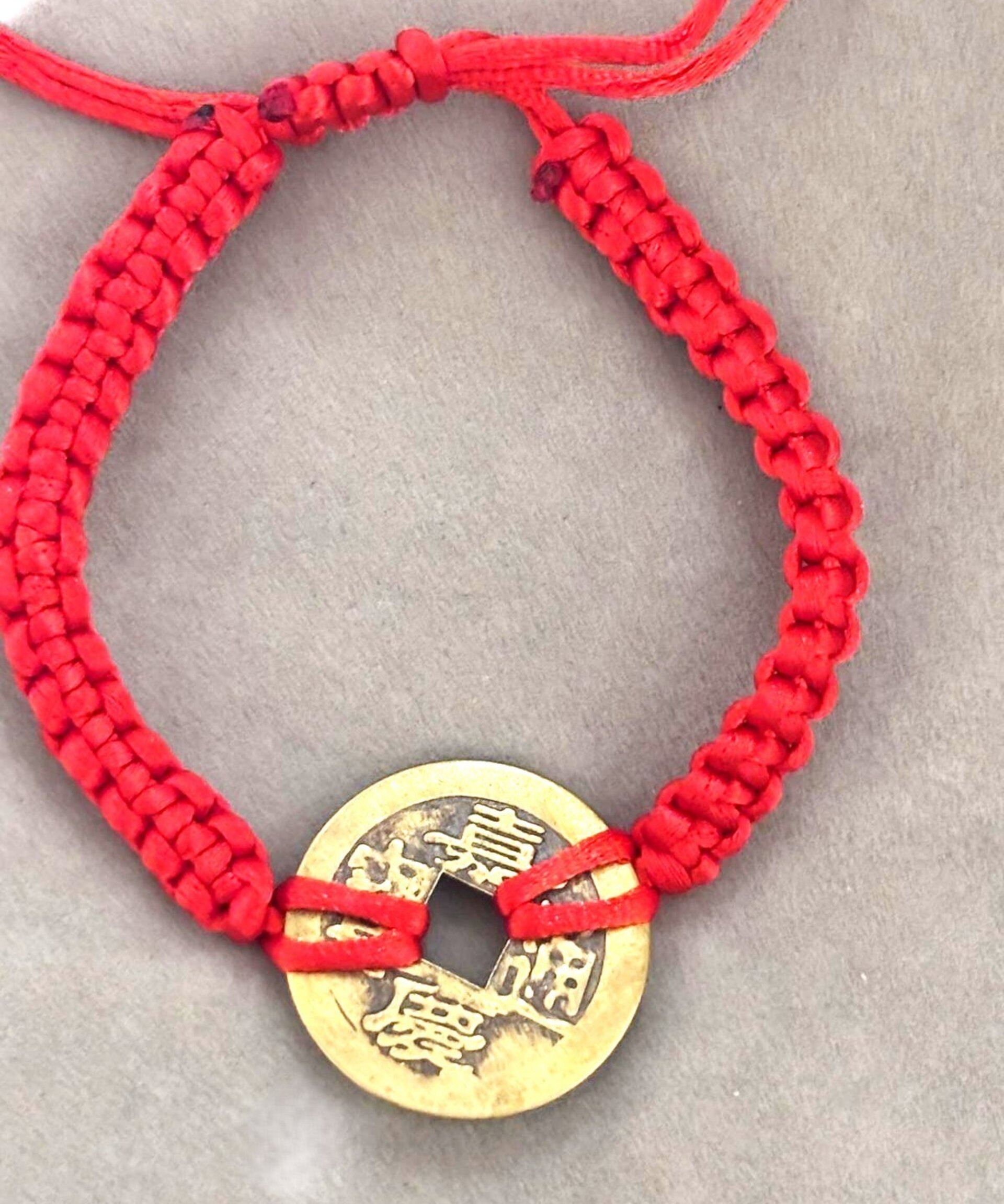 pulsera feng shui macramé-ATRAE DINERO-con moneda - 4