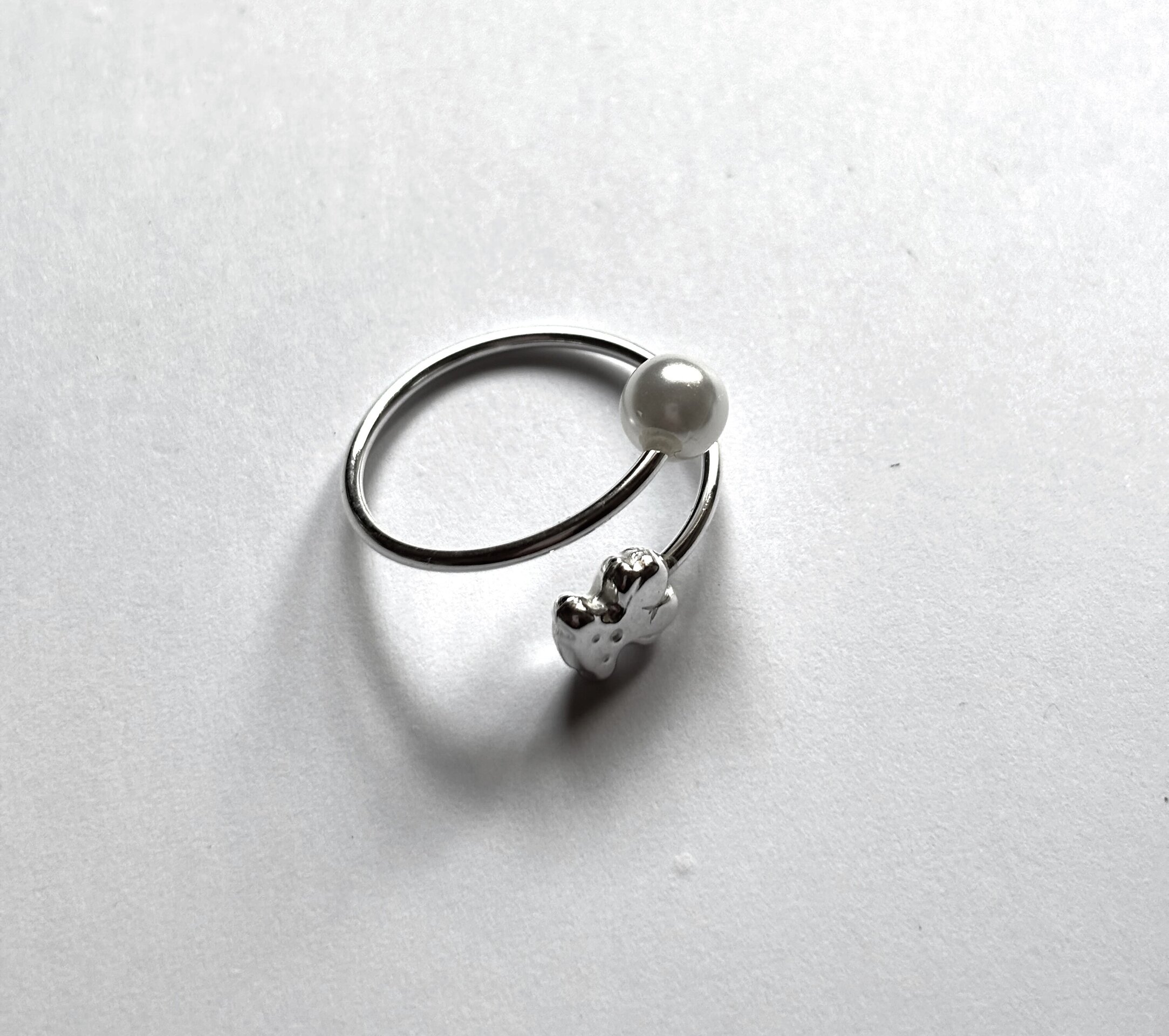 Anillo ajustable oso y perla - 2