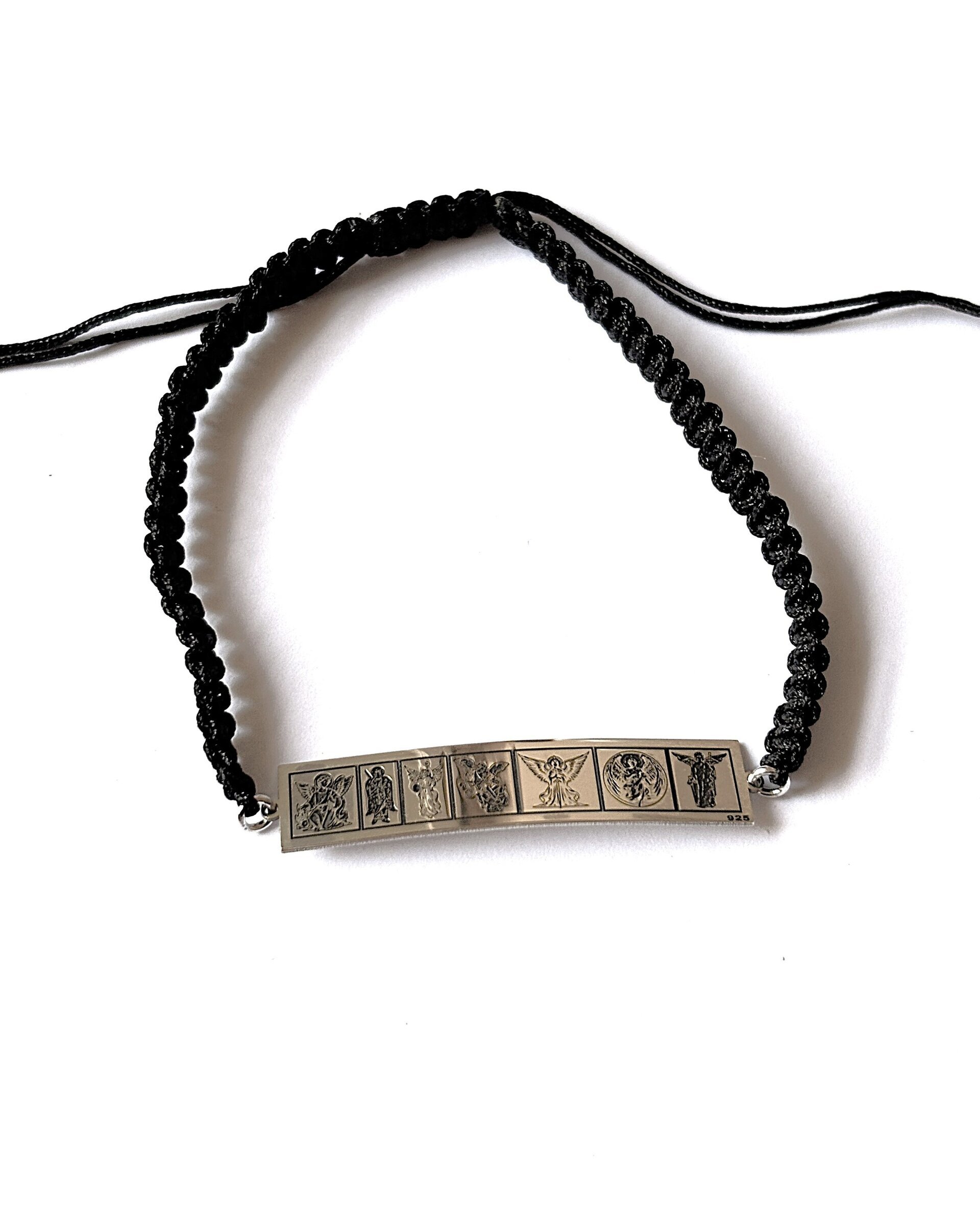 pulsera 7 arcángeles macramé y plata de ley. unisex - 5