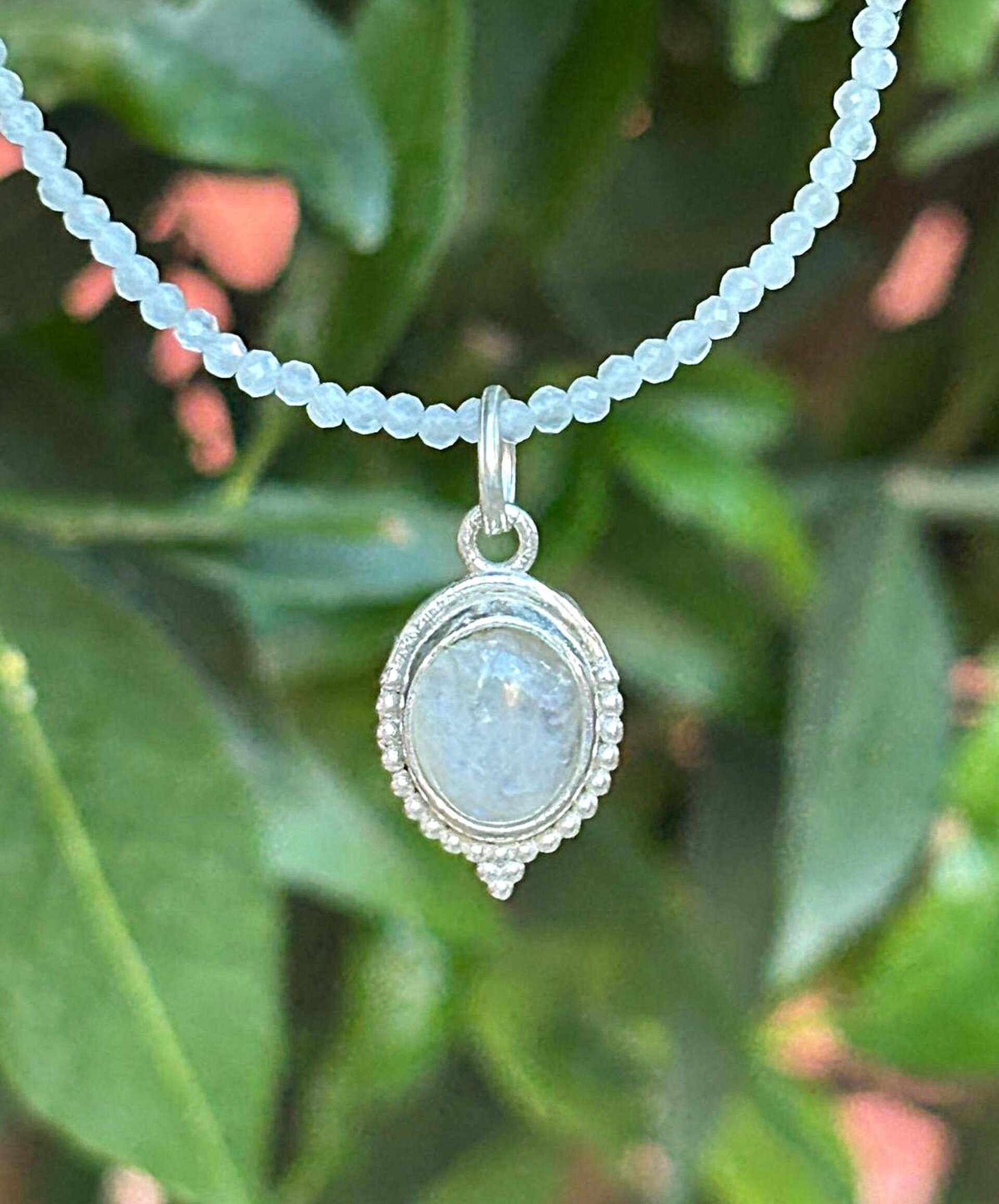 Gargantilla facetada piedra luna y colgante piedra luna - 6