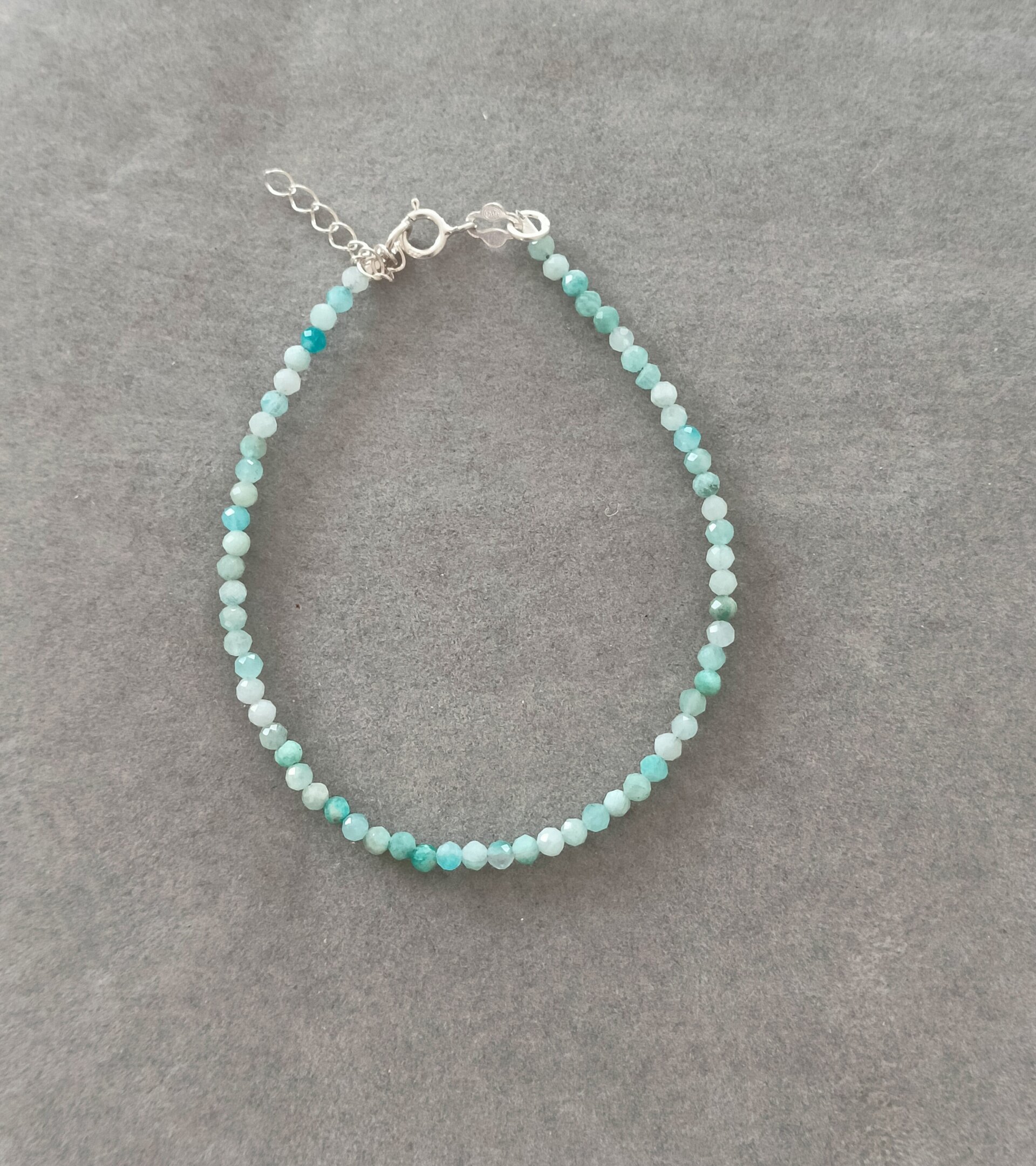 Pulsera piedra amazonita plata de ley - 2