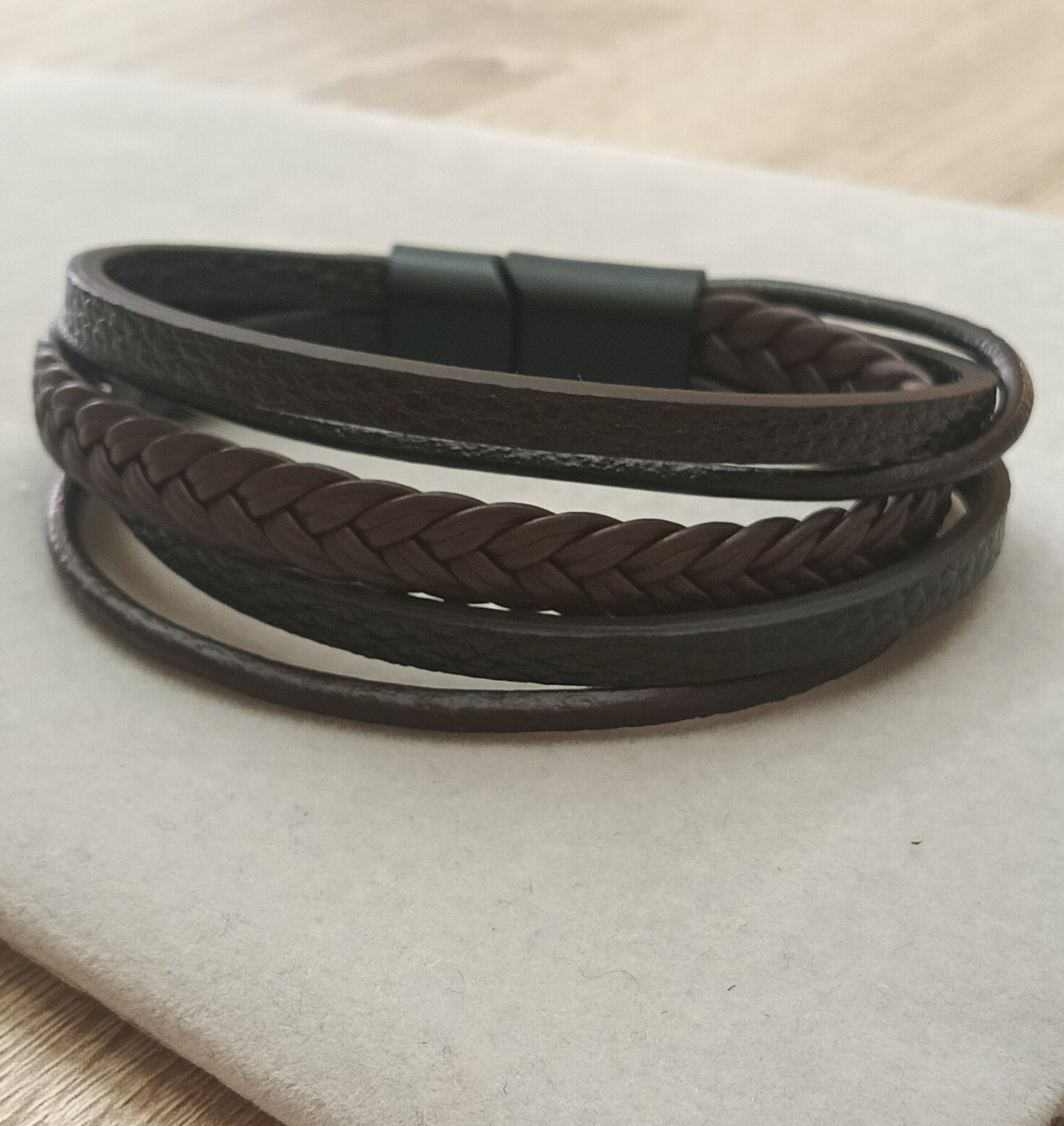 Pulseras tres colores a elegir para hombre de cuero trenzado - 11