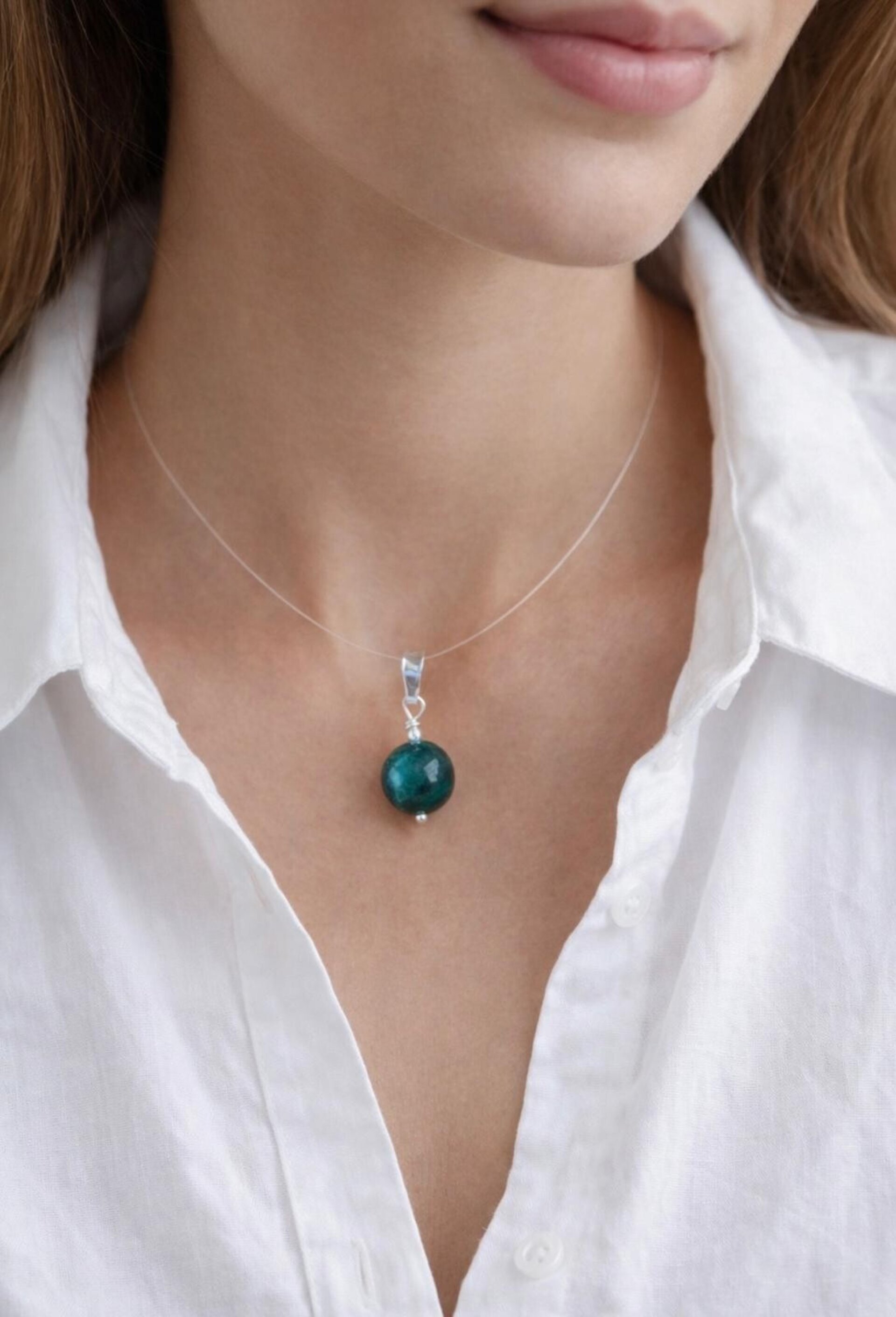 collar piedra bola malaquita - 1