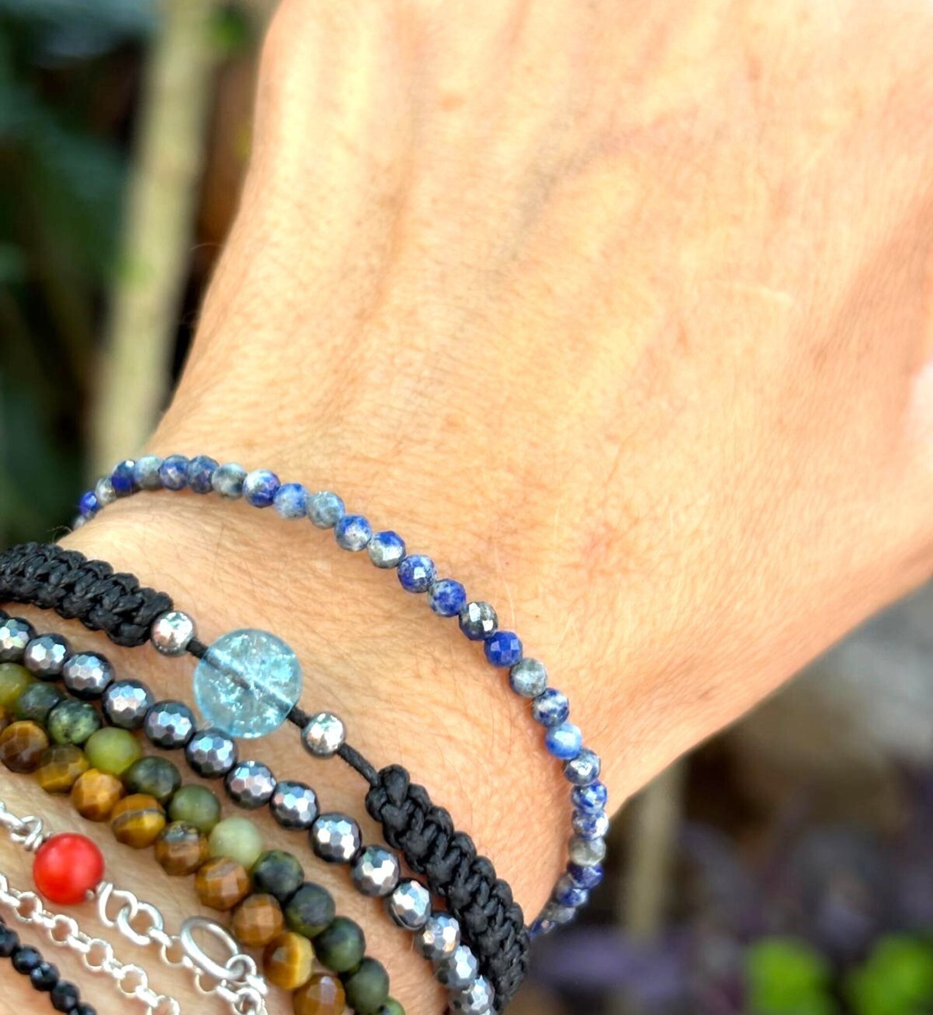 Pulsera ajustable piedra natural de lapizlázuli - 5