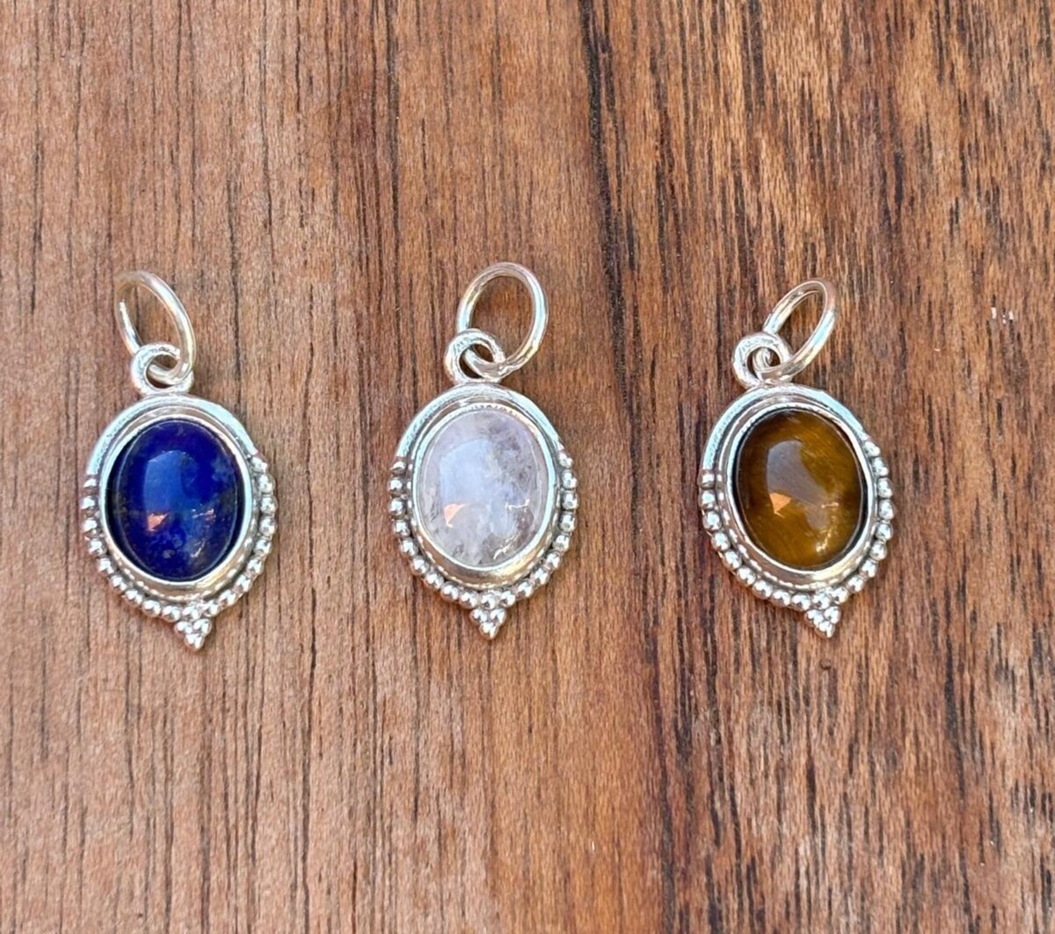 colgantes lapizlázuli, ojo de tigre y piedra luna - 6