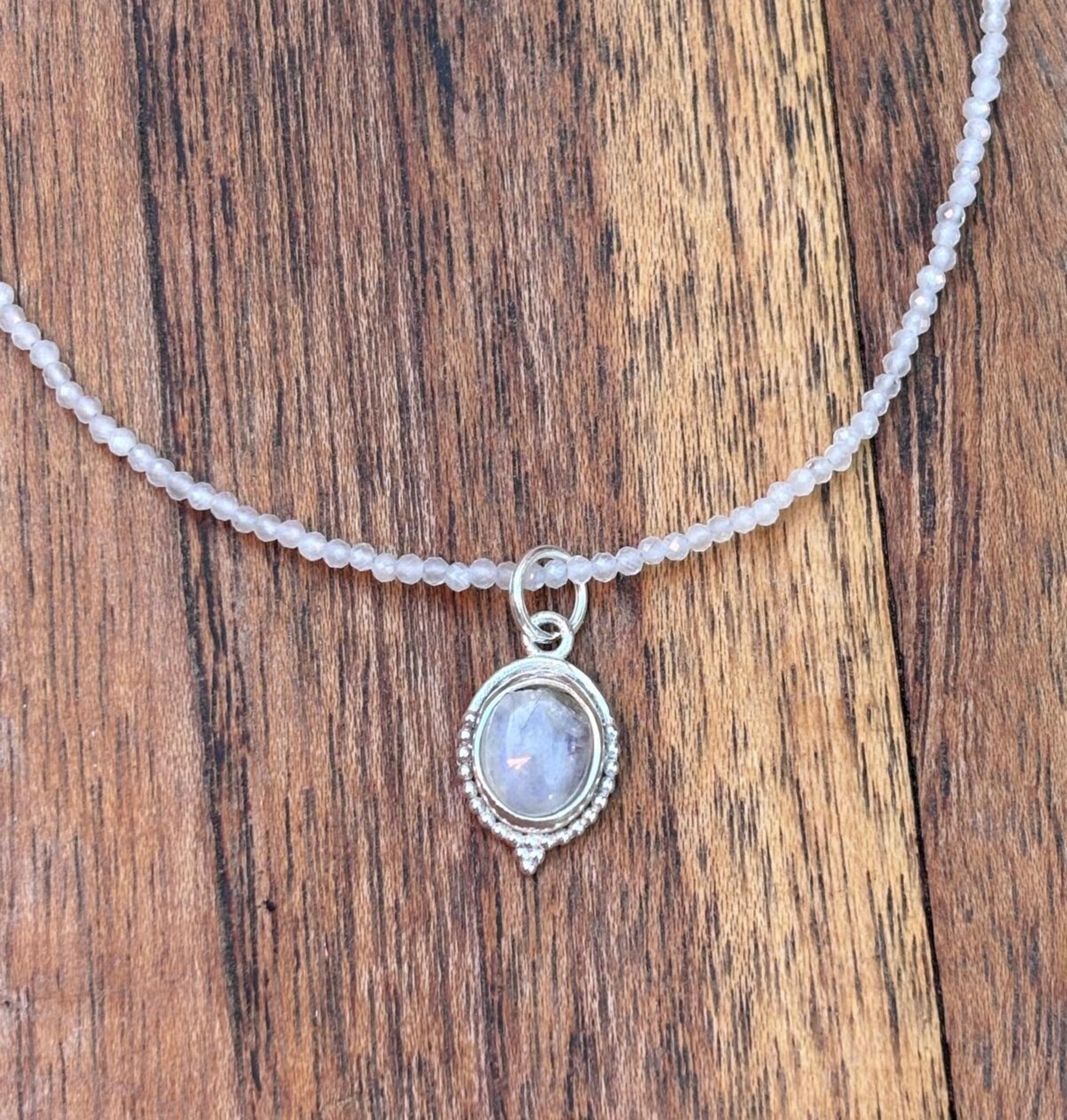 Gargantilla facetada piedra luna y colgante piedra luna - 3