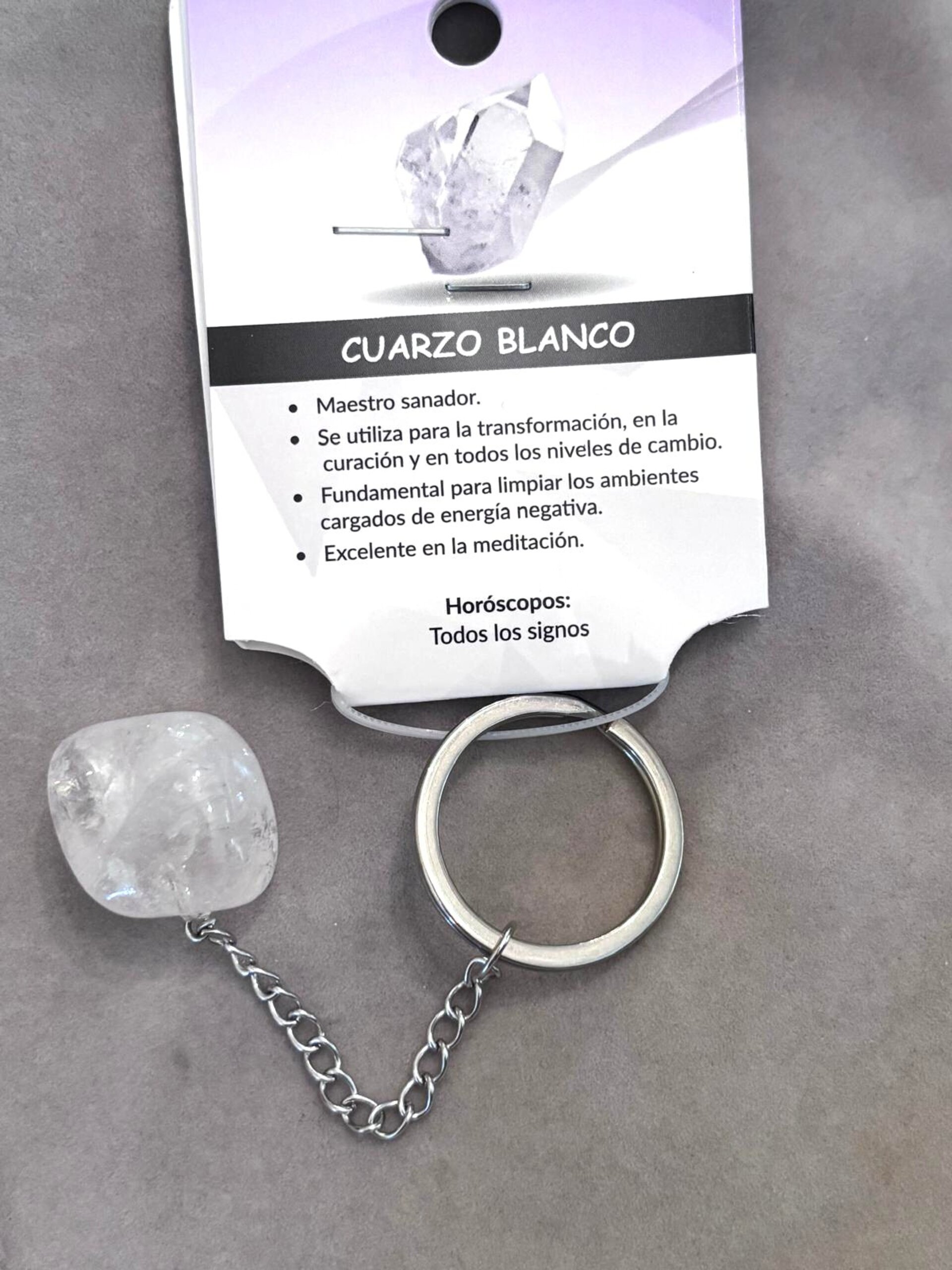 llavero piedra natural cuarzo maestro - 2