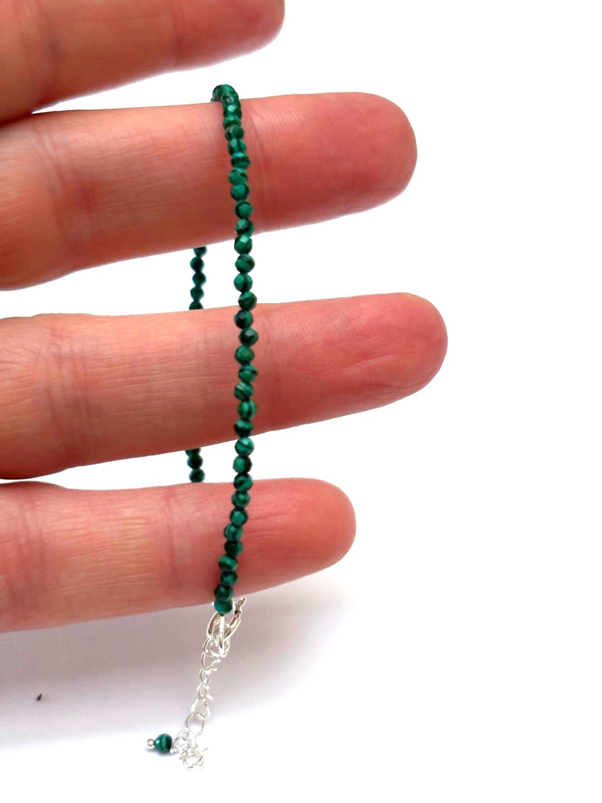 Pulsera piedra malaquita plata de ley - 3