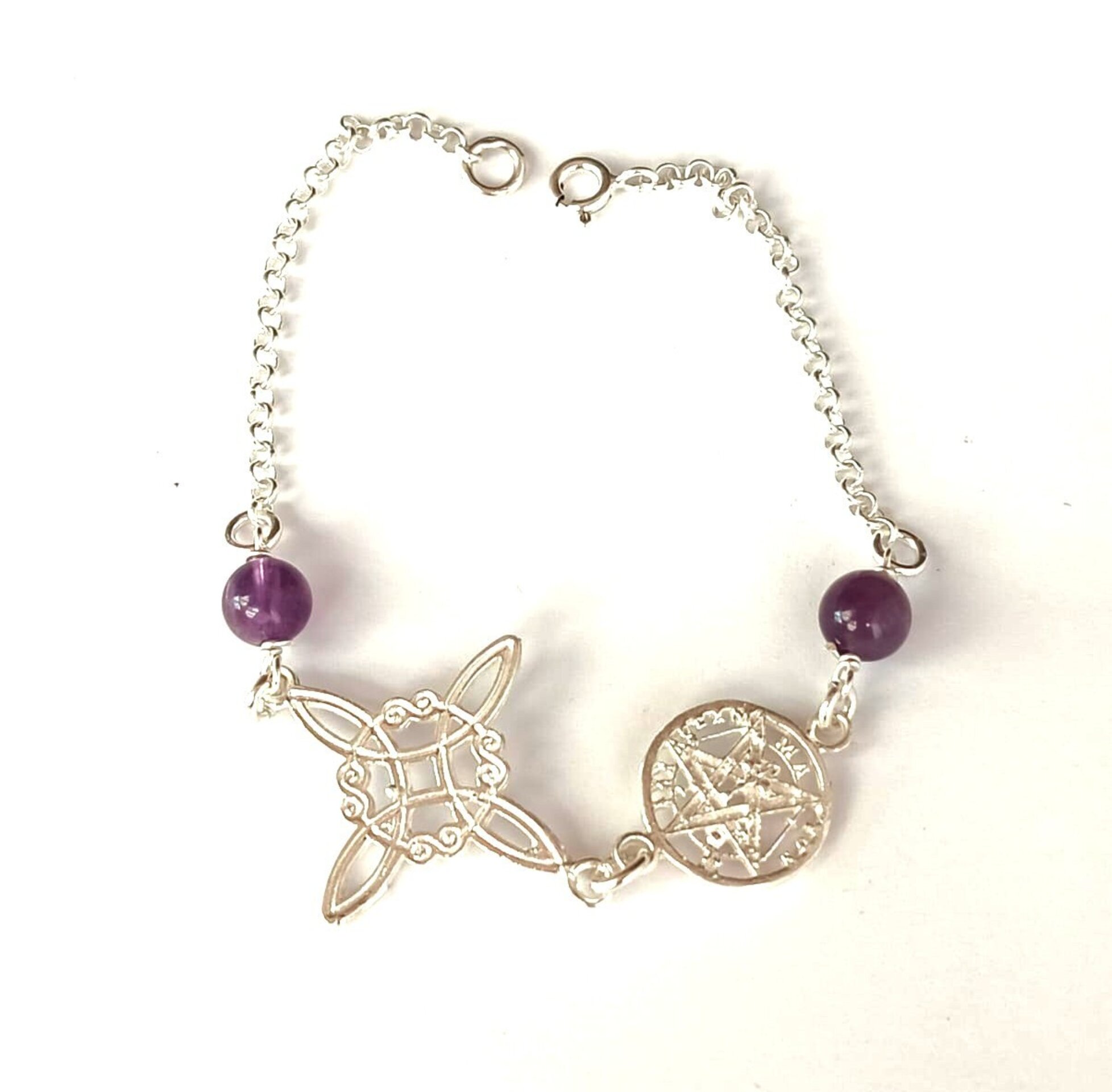 Pulsera amuleto nudo de bruja y tetragrámaton con amatista - 3