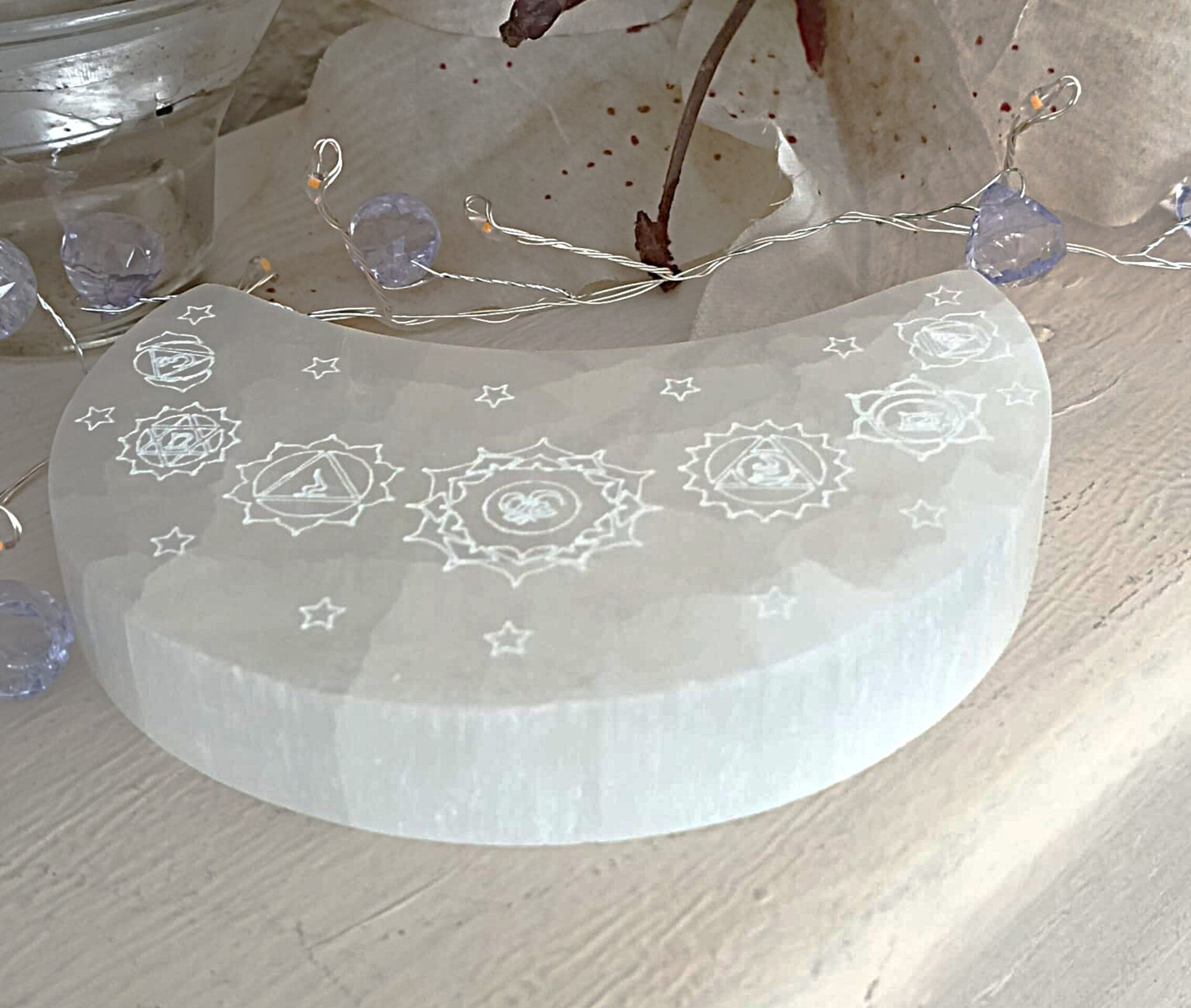 cargador energético de selenita luna 7 chakras - 2
