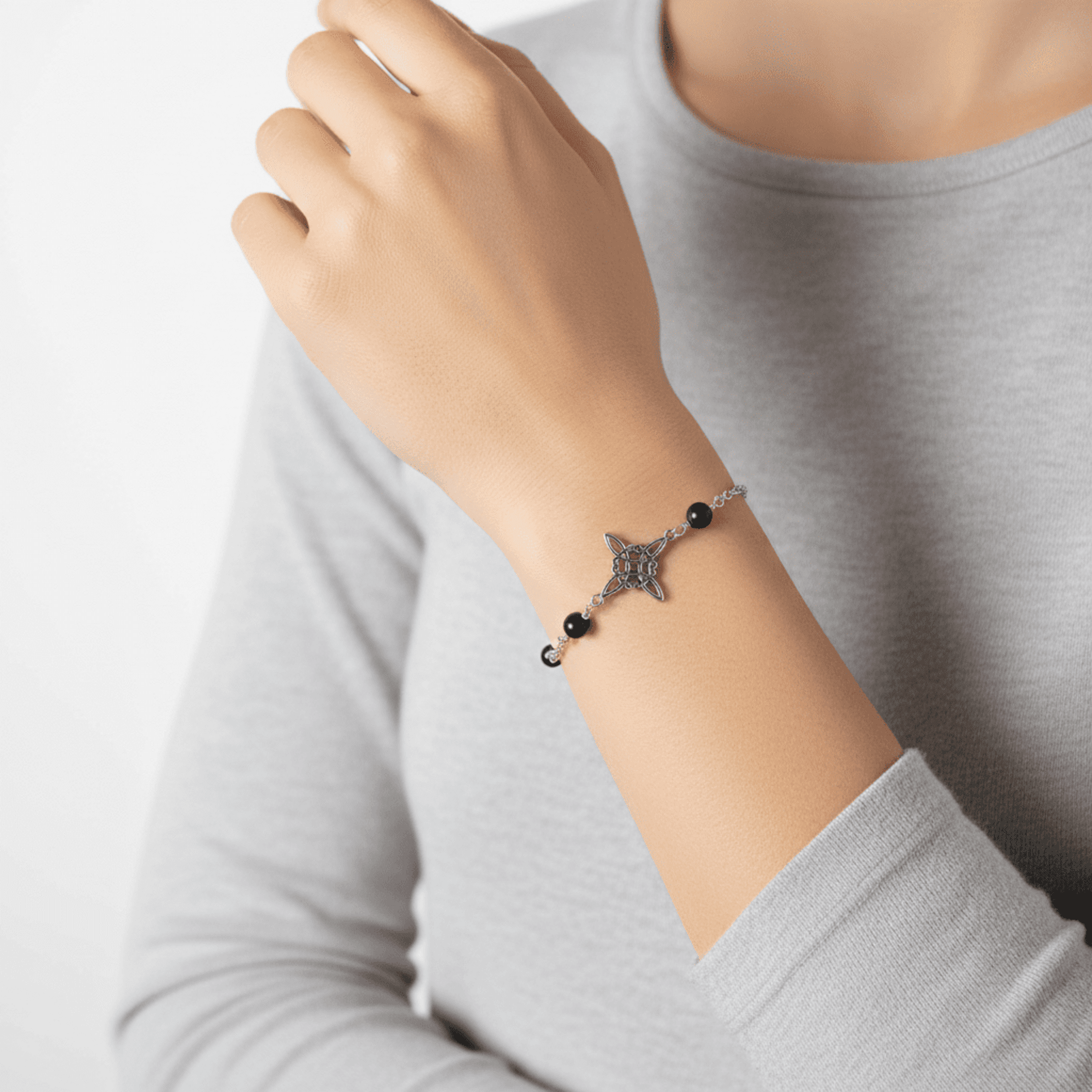 Pulsera amuleto nudo de bruja y turmalina negra - 4