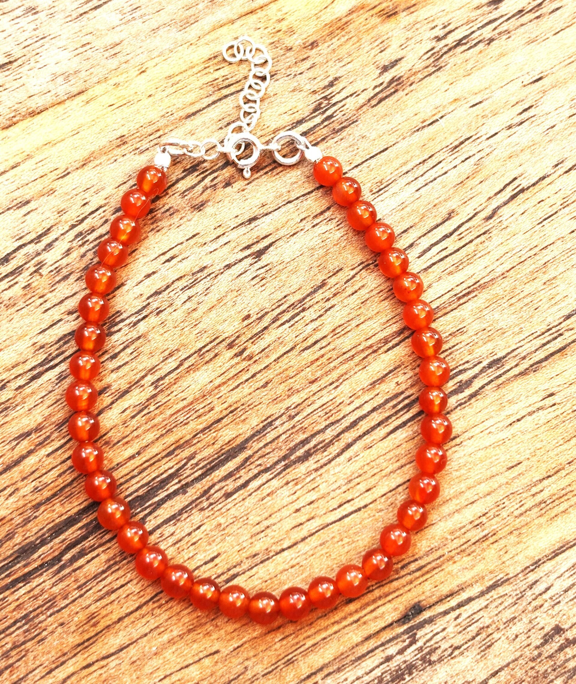 Pulsera ajustable piedra natural de cornalina - 3