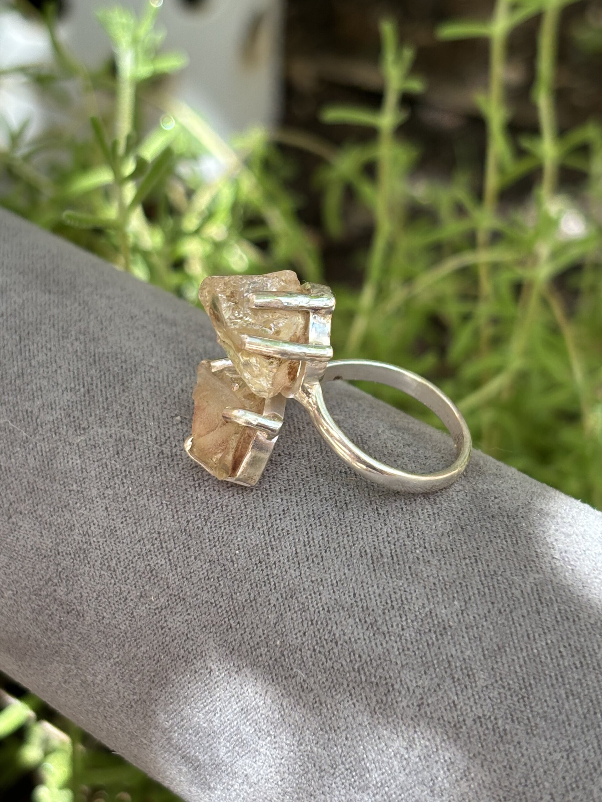 Anillo ajustable piedra natural de cuarzo citrino - 10
