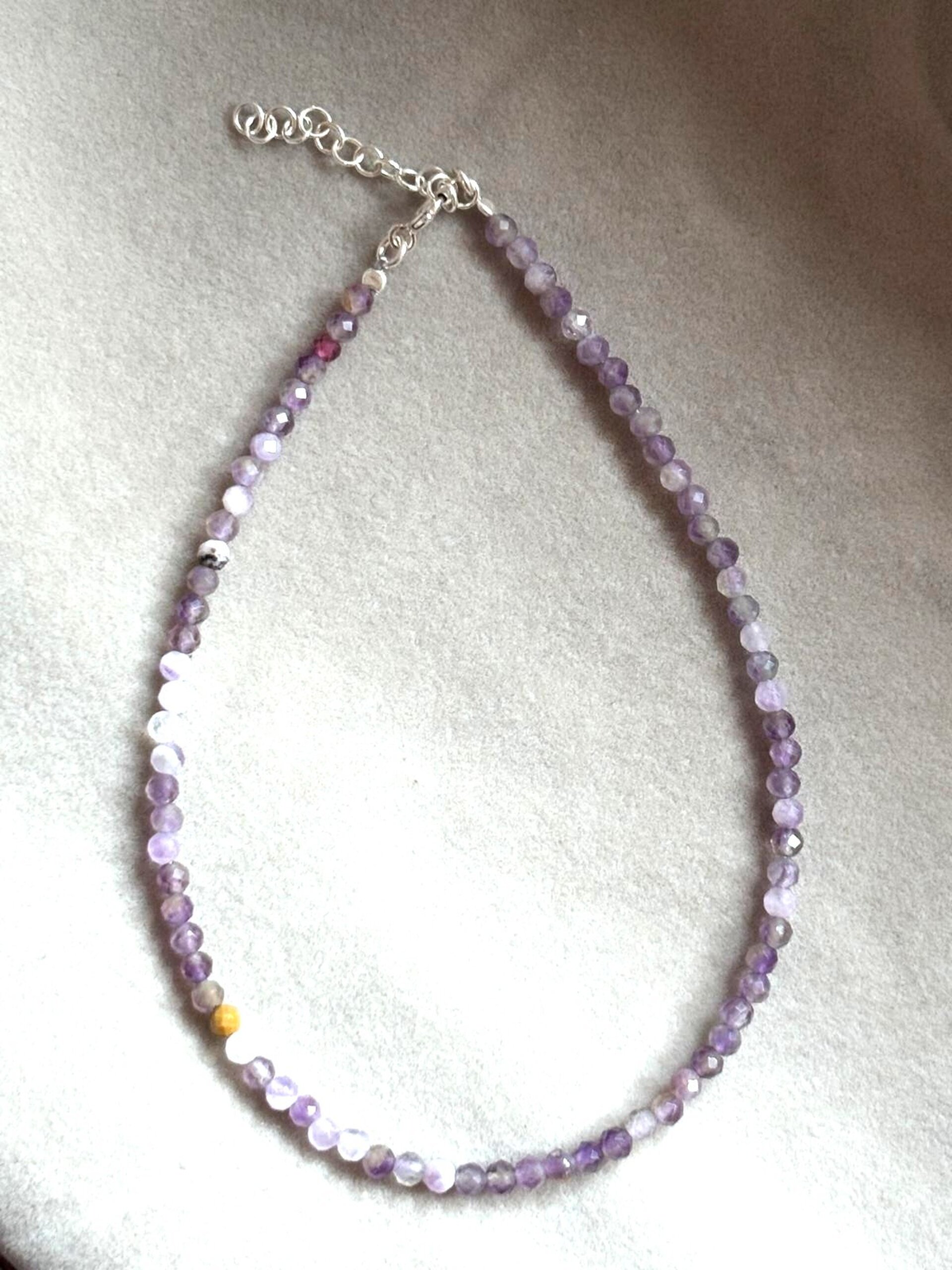 Tobillera piedra natural de amatista facetada - 3