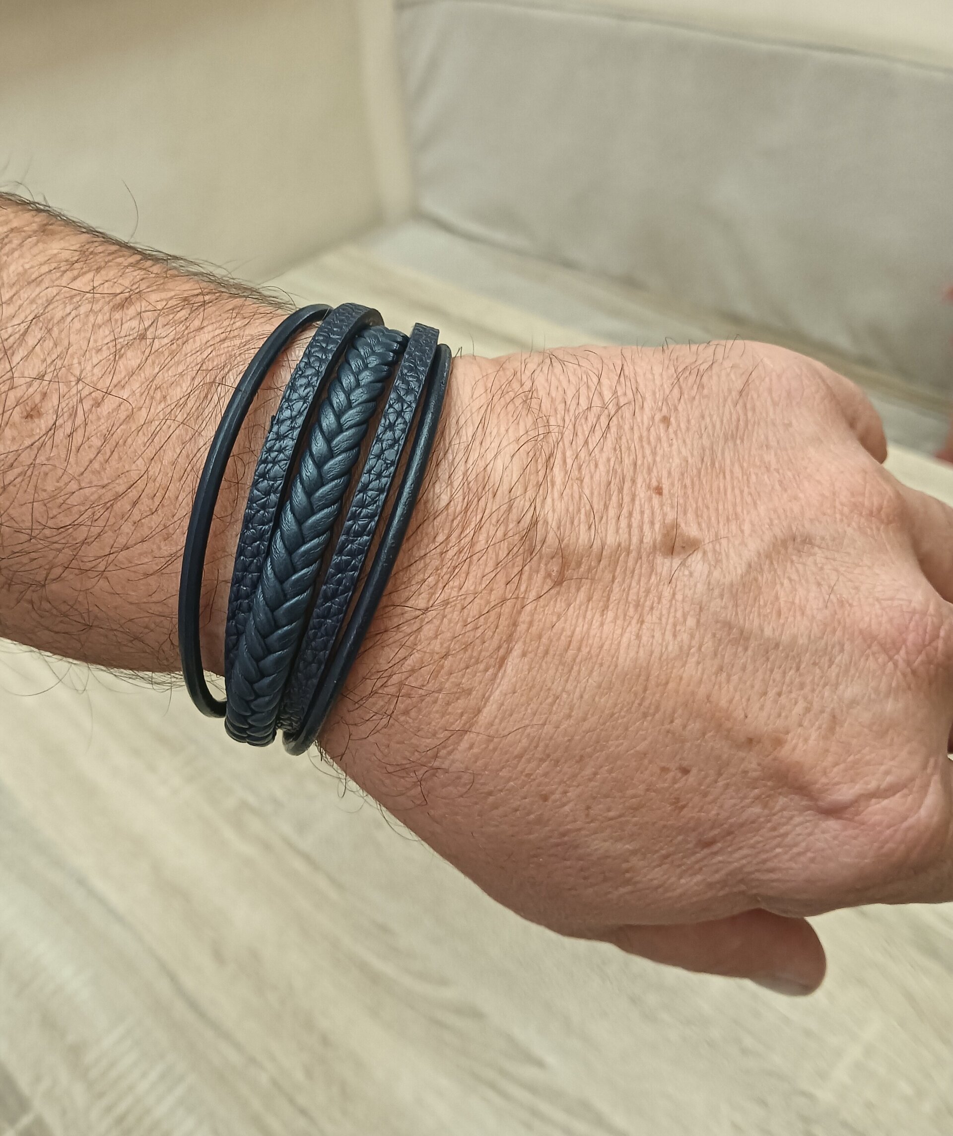 Pulseras tres colores a elegir para hombre de cuero trenzado - 13