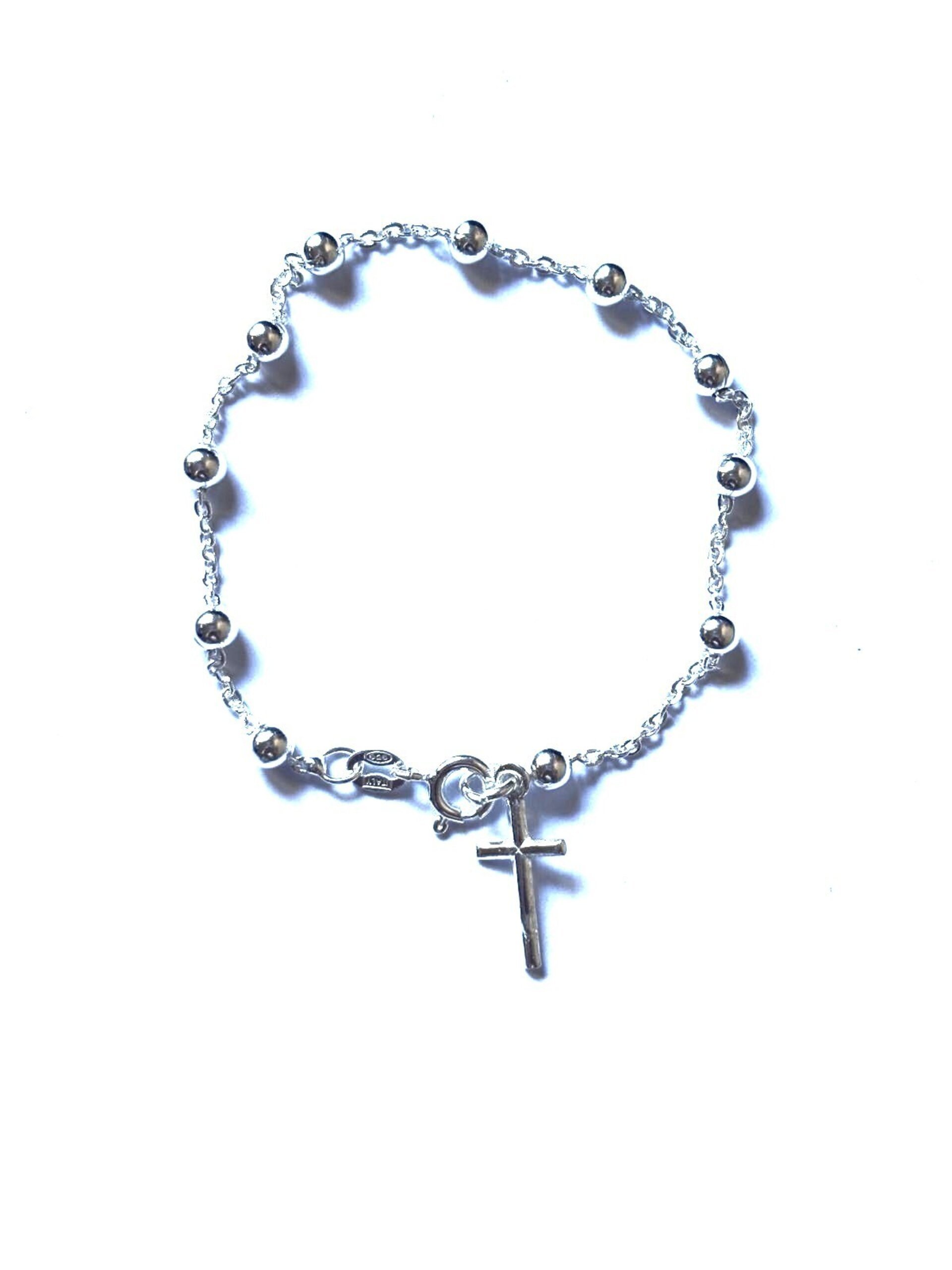 pulsera bolitas y cruz - 3