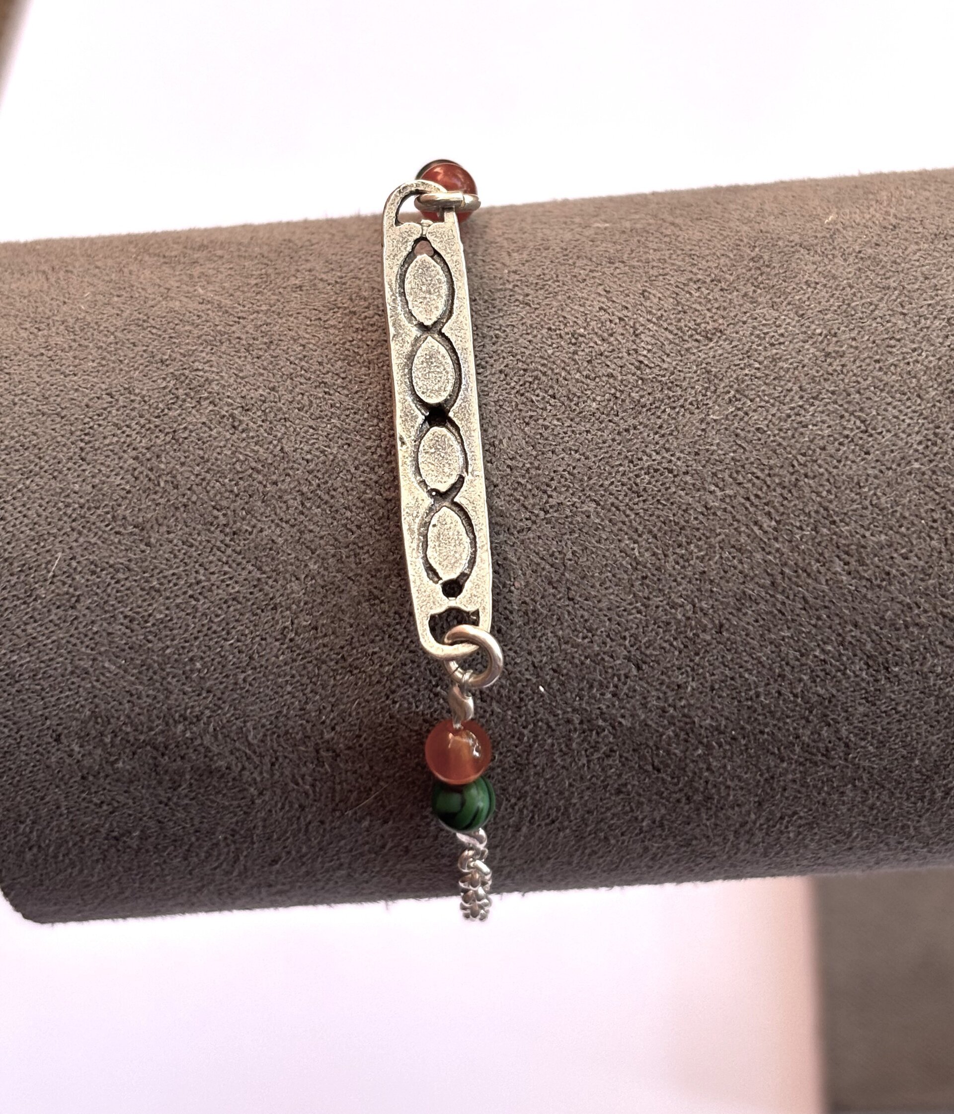 PULSERA ATLANTE CON PIEDRA DE MALAQUITA Y CORNALINA - 9