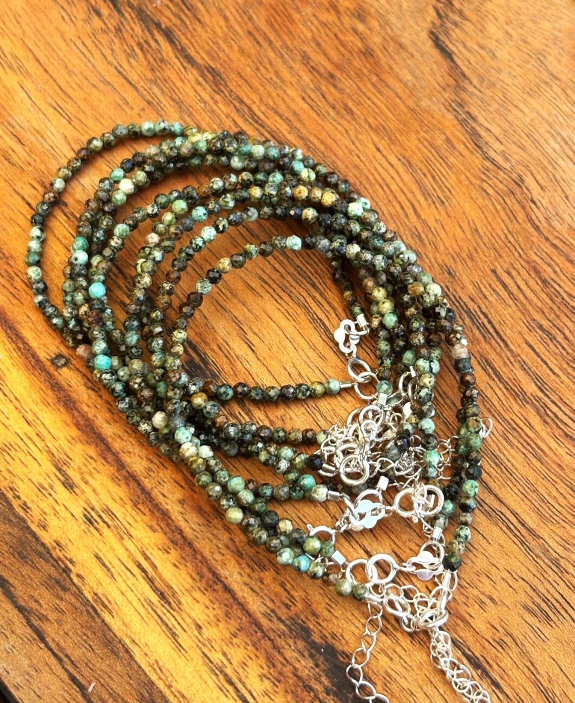 pulsera facetada turquesa africana - 5