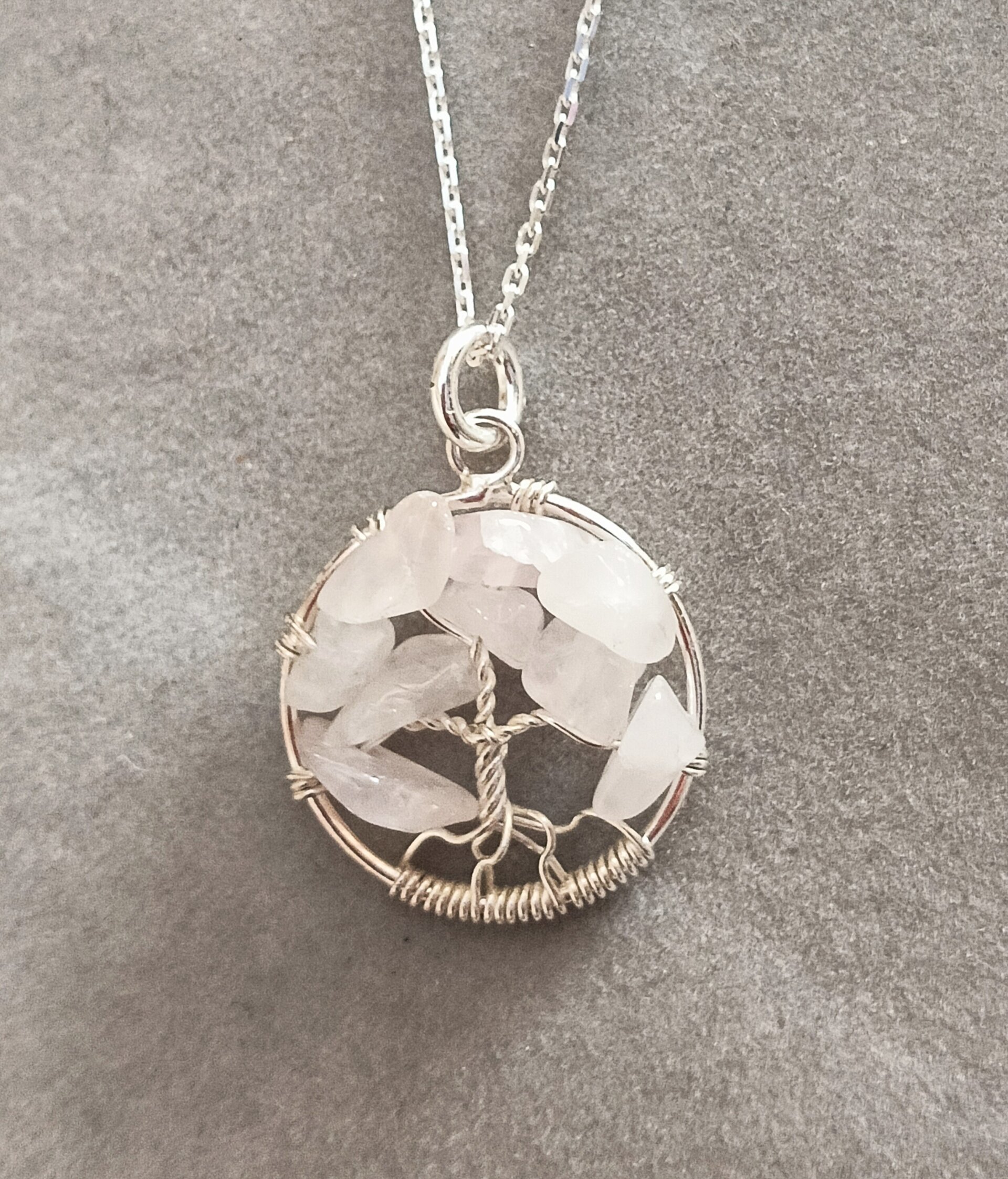 Collar arbol de la vida cuarzo rosa - 2