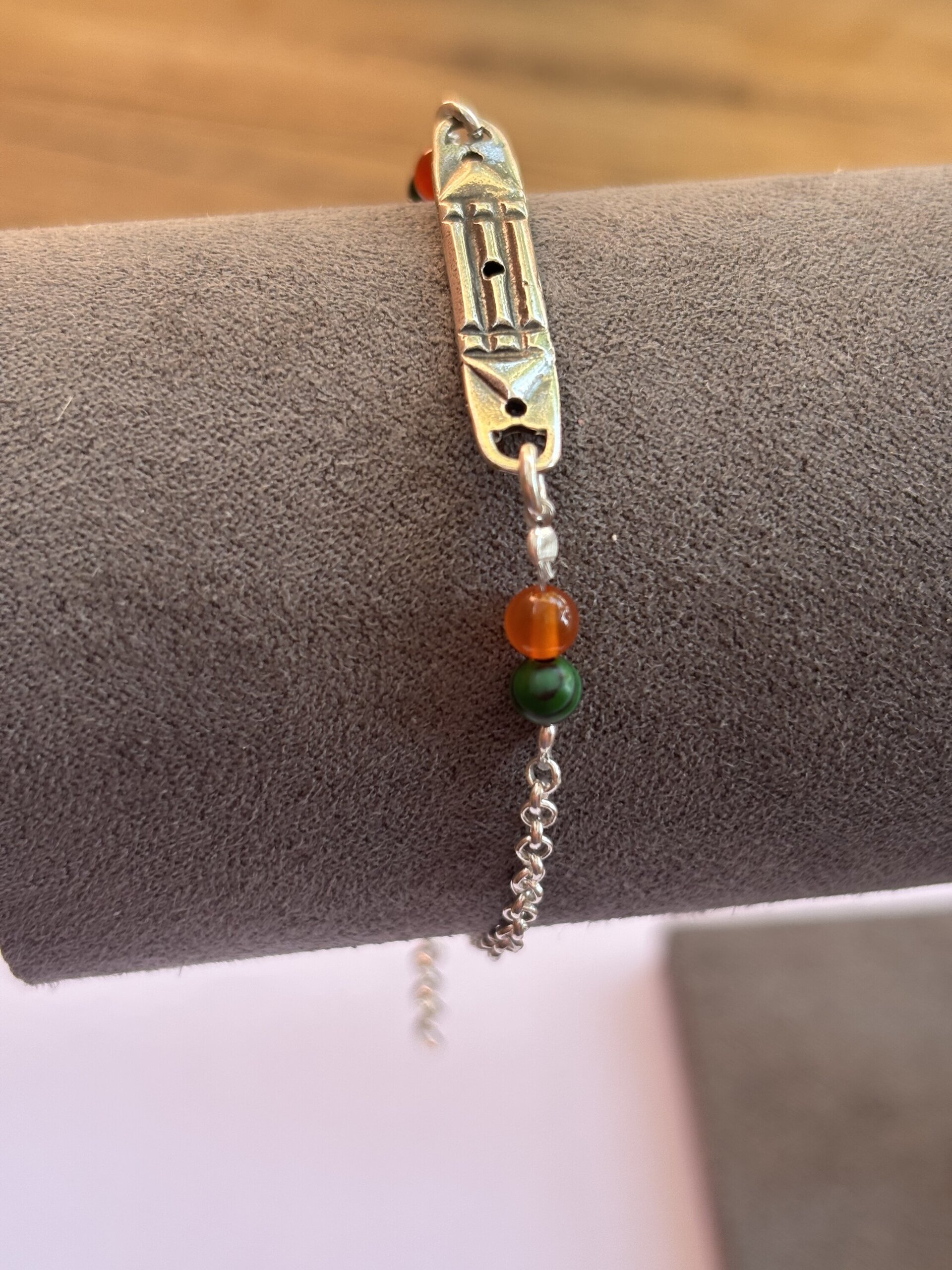 PULSERA ATLANTE CON PIEDRA DE MALAQUITA Y CORNALINA - 3